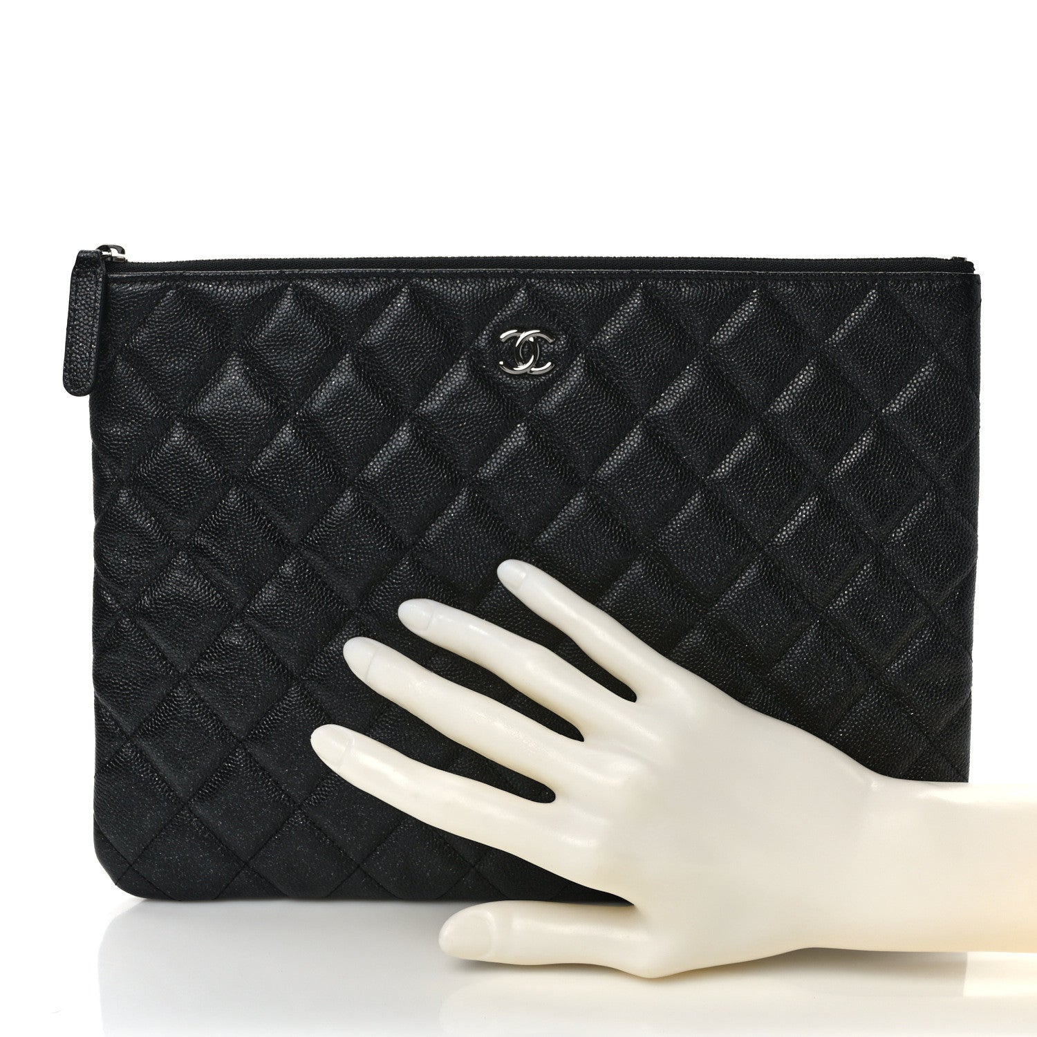 Chanel Iridescent Caviar Quilted Medium Cosmetic Case Black 2 of 8