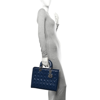 Christian Dior Patent Cannage Large Lady Dior Blue 2 of 11
