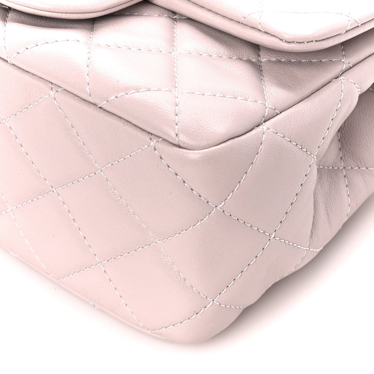 Lambskin Quilted Mini Pearl Crush Flap Light Purple