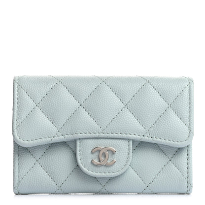 Chanel Caviar Quilted Flap Card Holder Wallet Light Blue 1 of 7