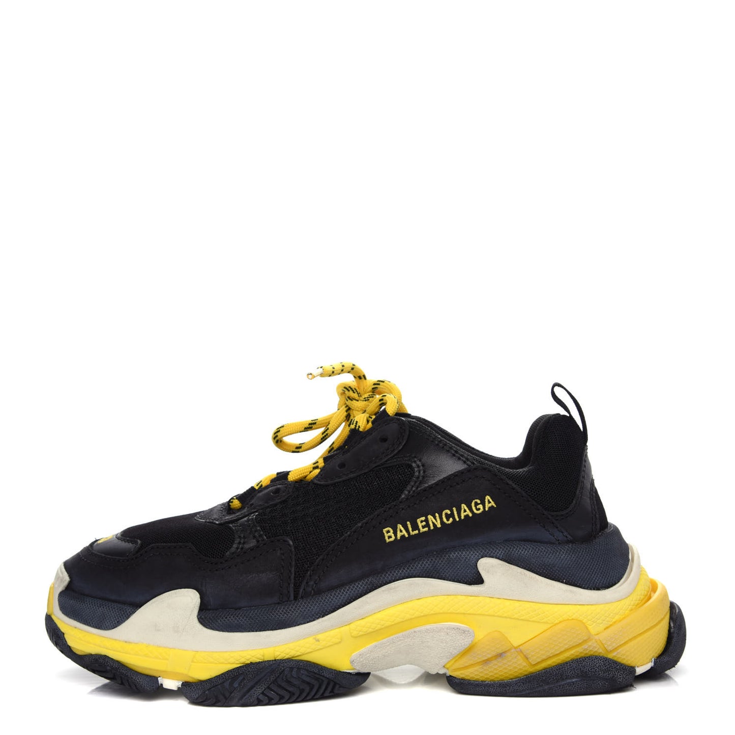 Fabric Mesh Womens Triple S Sneakers 38 Black Yellow