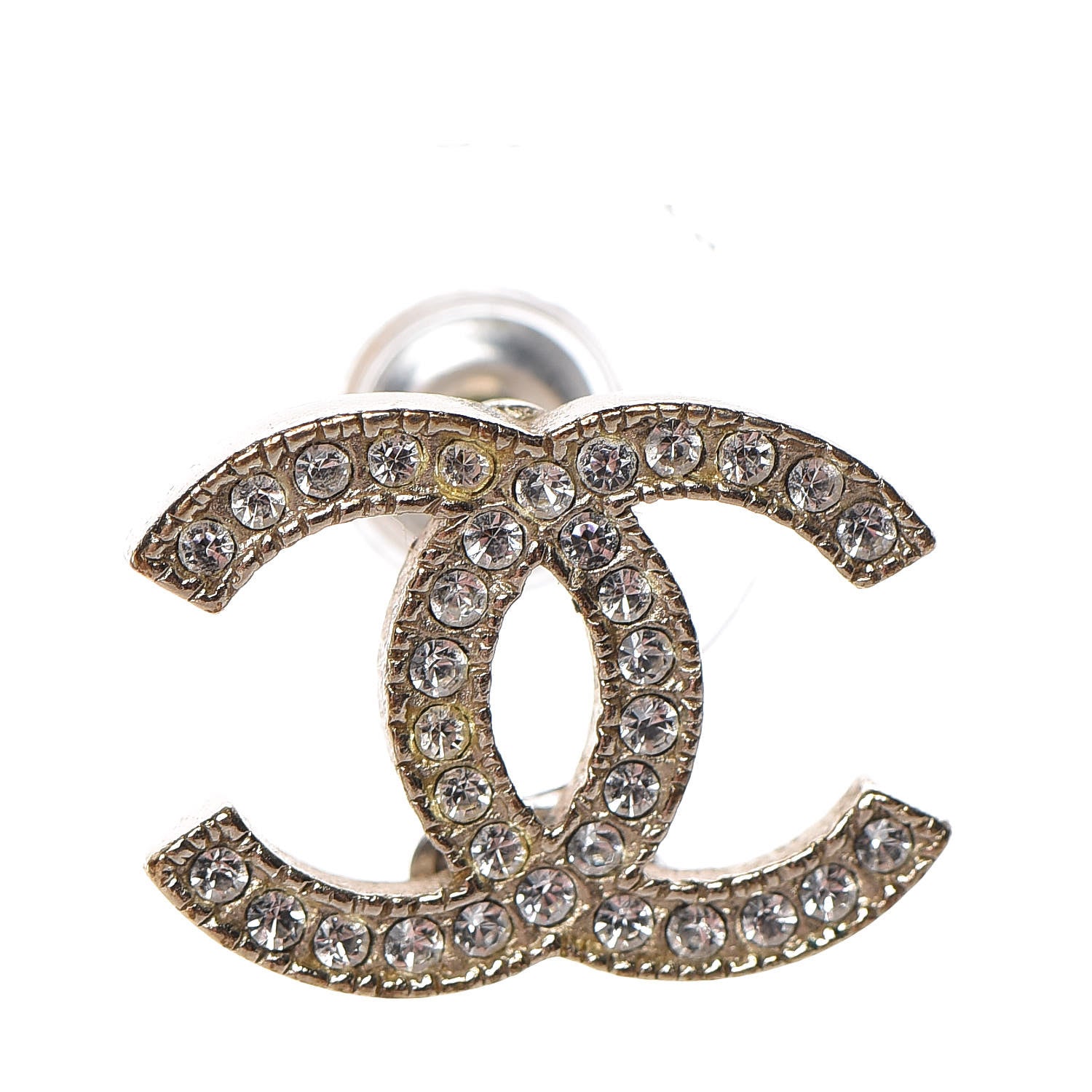 Chanel Crystal CC Earrings Gold 6 of 7