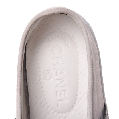 Chanel Suede Calfskin Tweed Sneakers 36.5 Black White 7 of 9