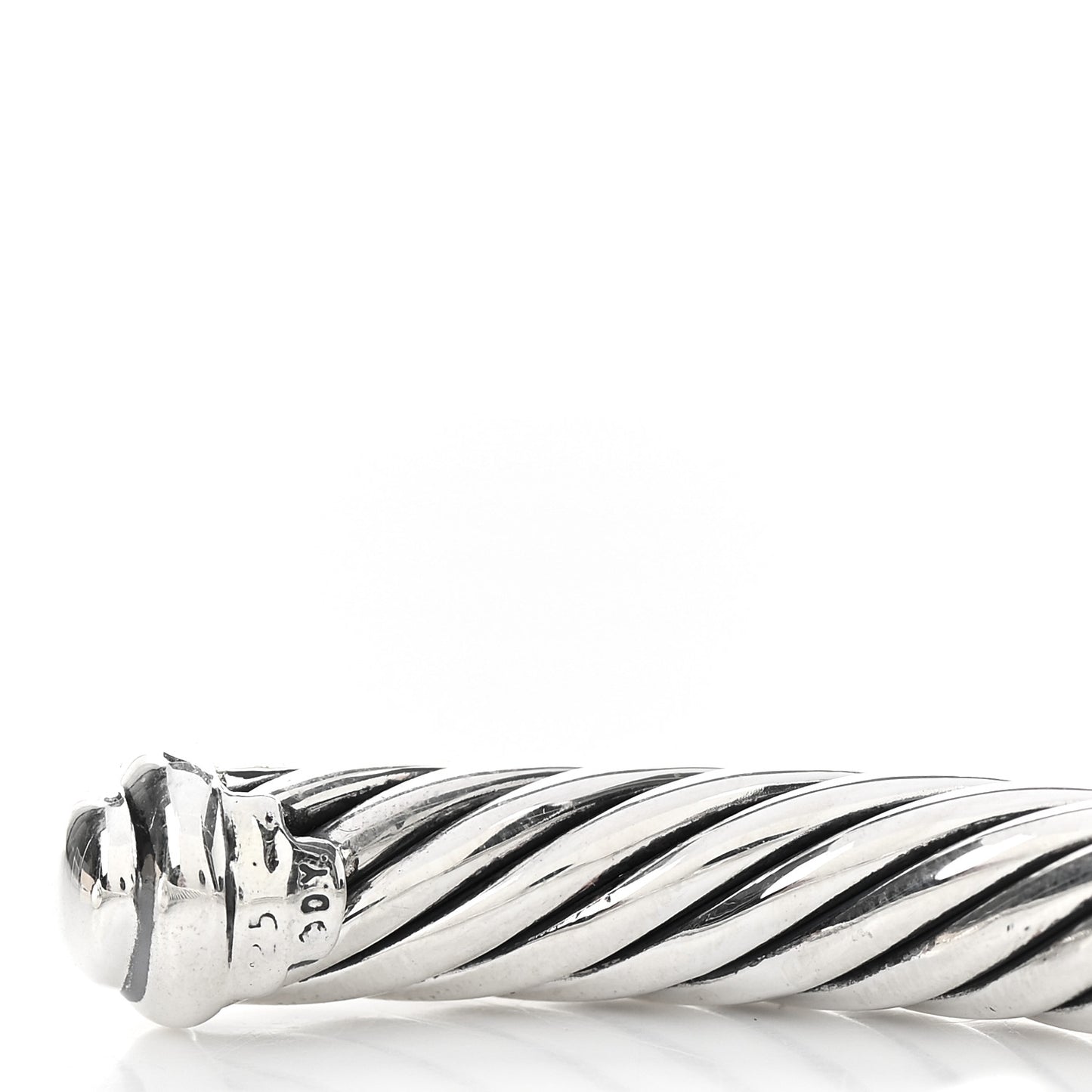 Sterling Silver Diamond 7mm Cable Buckle Cuff Bracelet