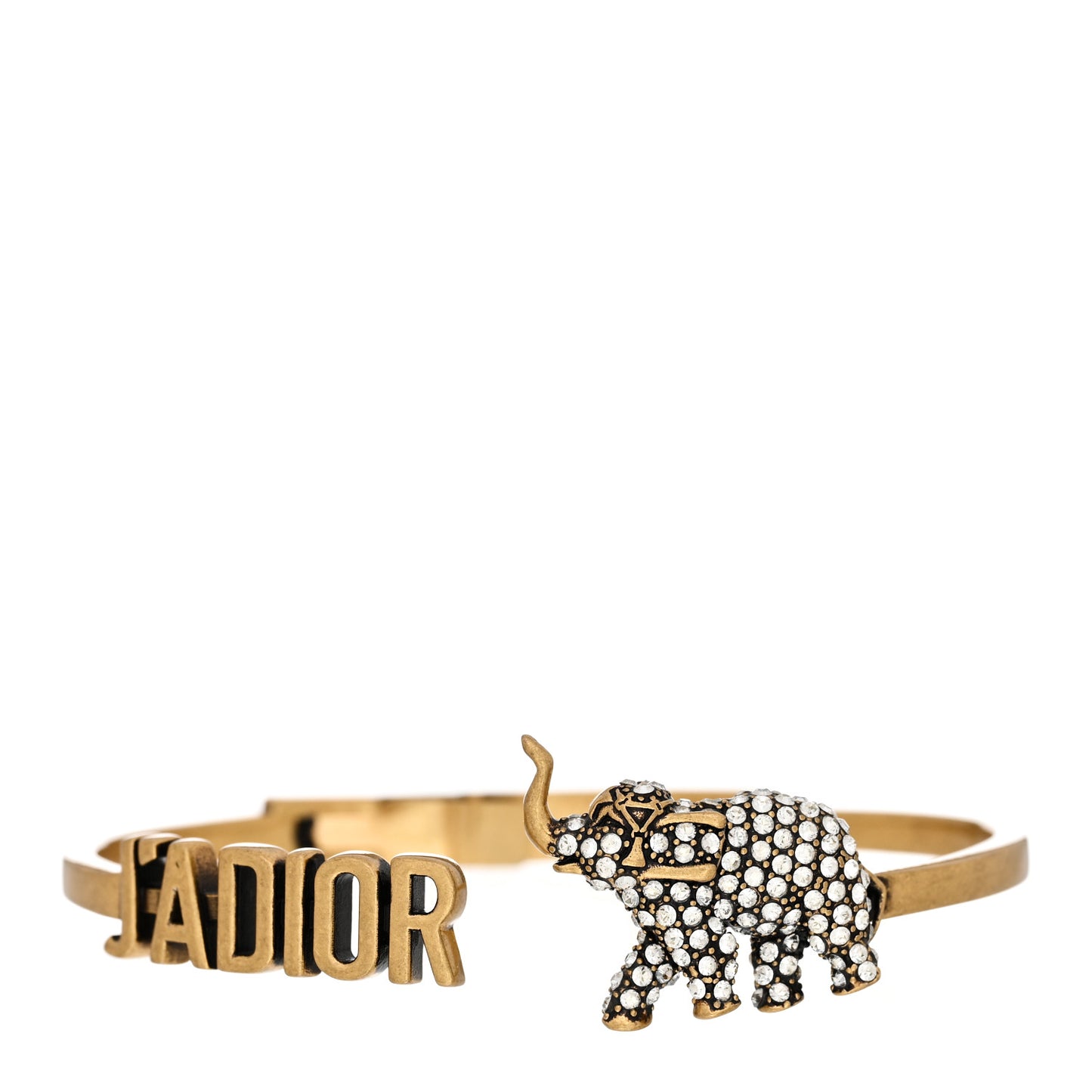 Metal Crystal J'Adior Elephant Safari Bracelet Cuff Gold