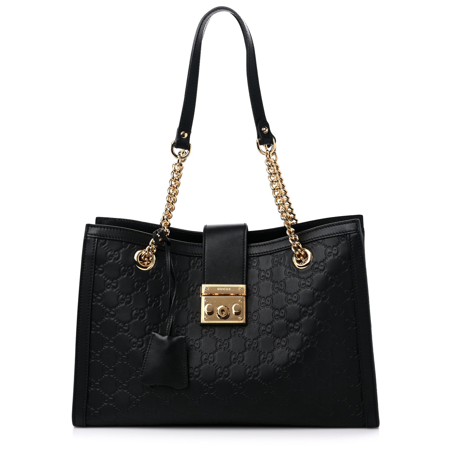 Gucci Guccissima Medium Padlock Tote Black 1 of 9