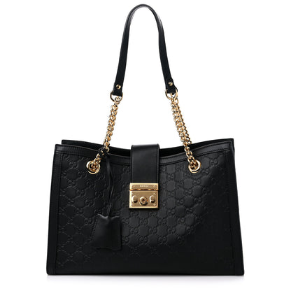 Gucci Guccissima Medium Padlock Tote Black 1 of 9
