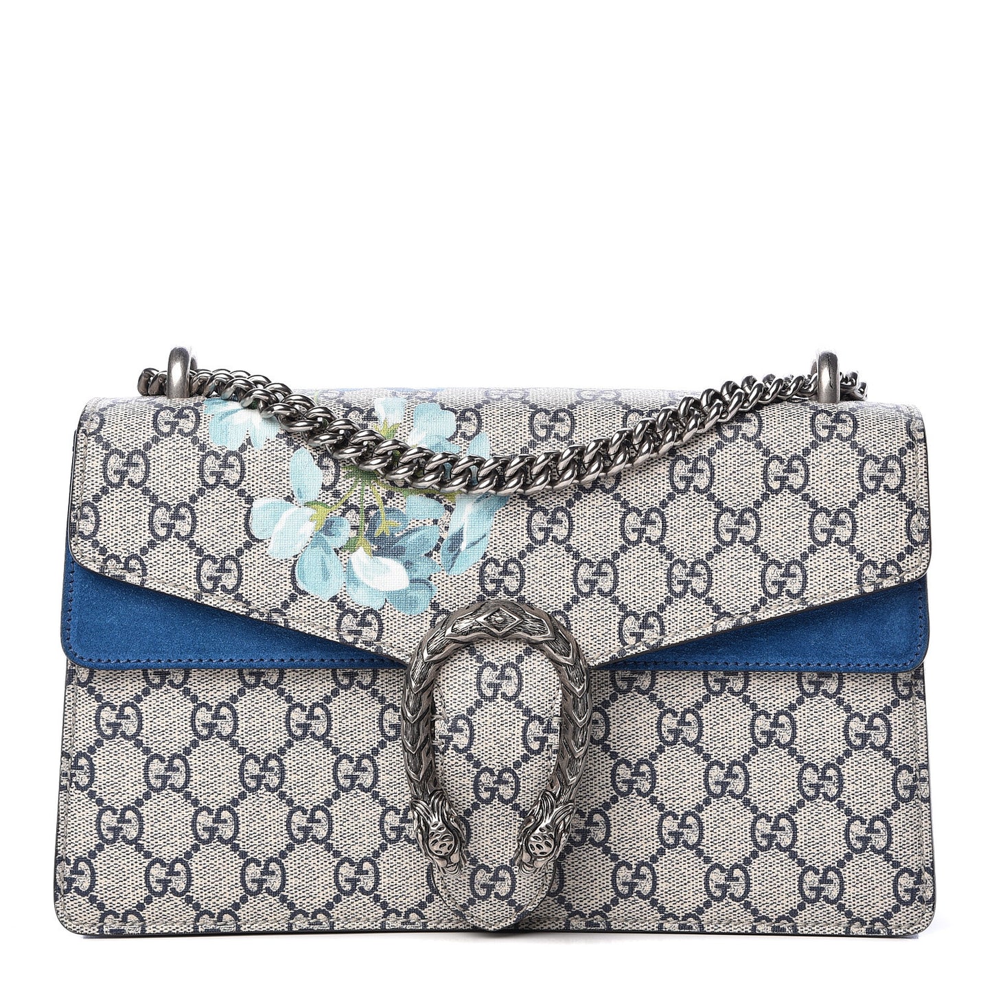 GG Supreme Monogram Blooms Small Dionysus Shoulder Bag Beige Navy Vintage Blue