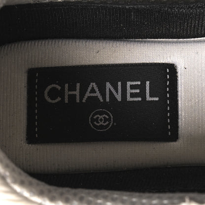 Chanel Mesh Suede Grained Calfskin Womens CC Sneakers 37 Black White 7 of 8