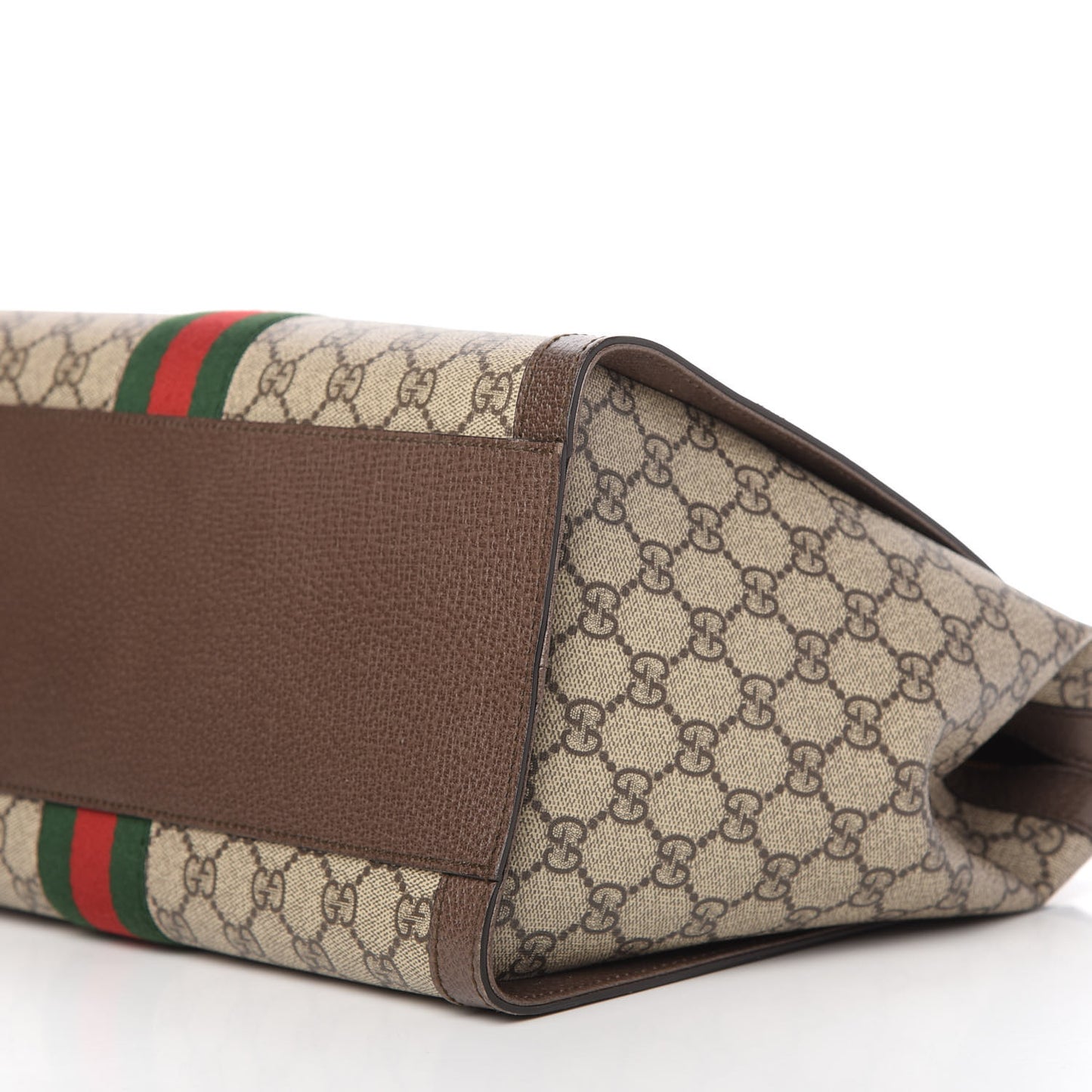 GG Supreme Monogram Web Medium Ophidia Tote Bag Brown