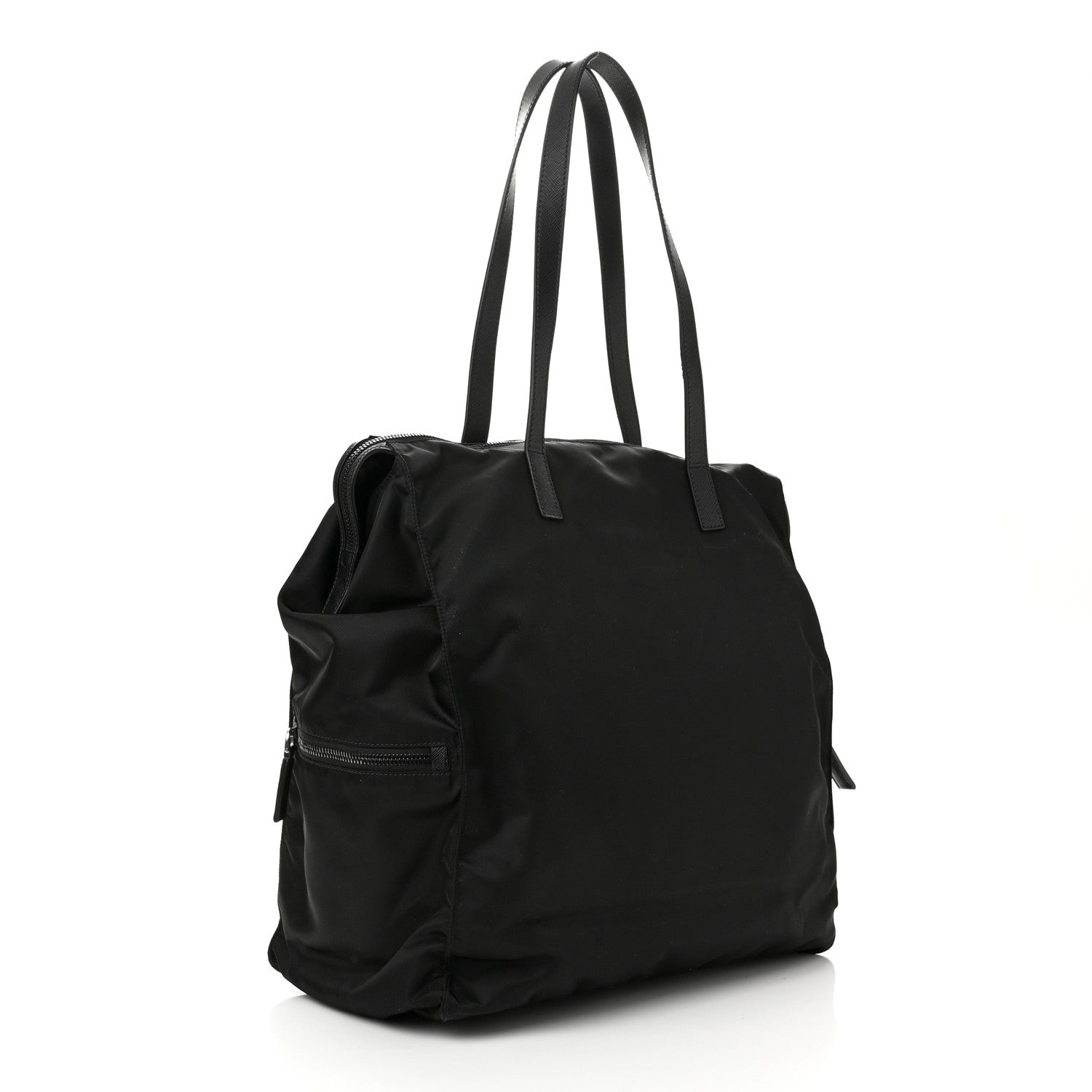 Prada Tessuto Nylon Saffiano Shopping Tote Black 2 of 9