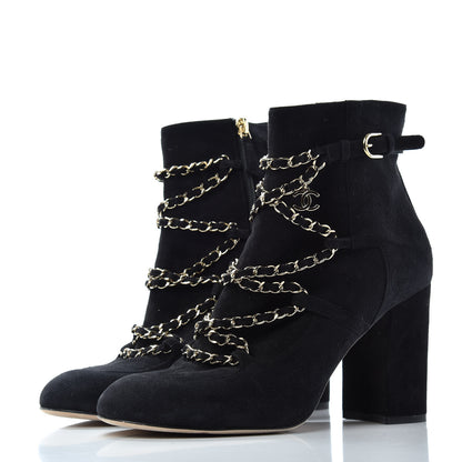Chanel Suede Chain CC Short Boots 41 Black 3 of 10