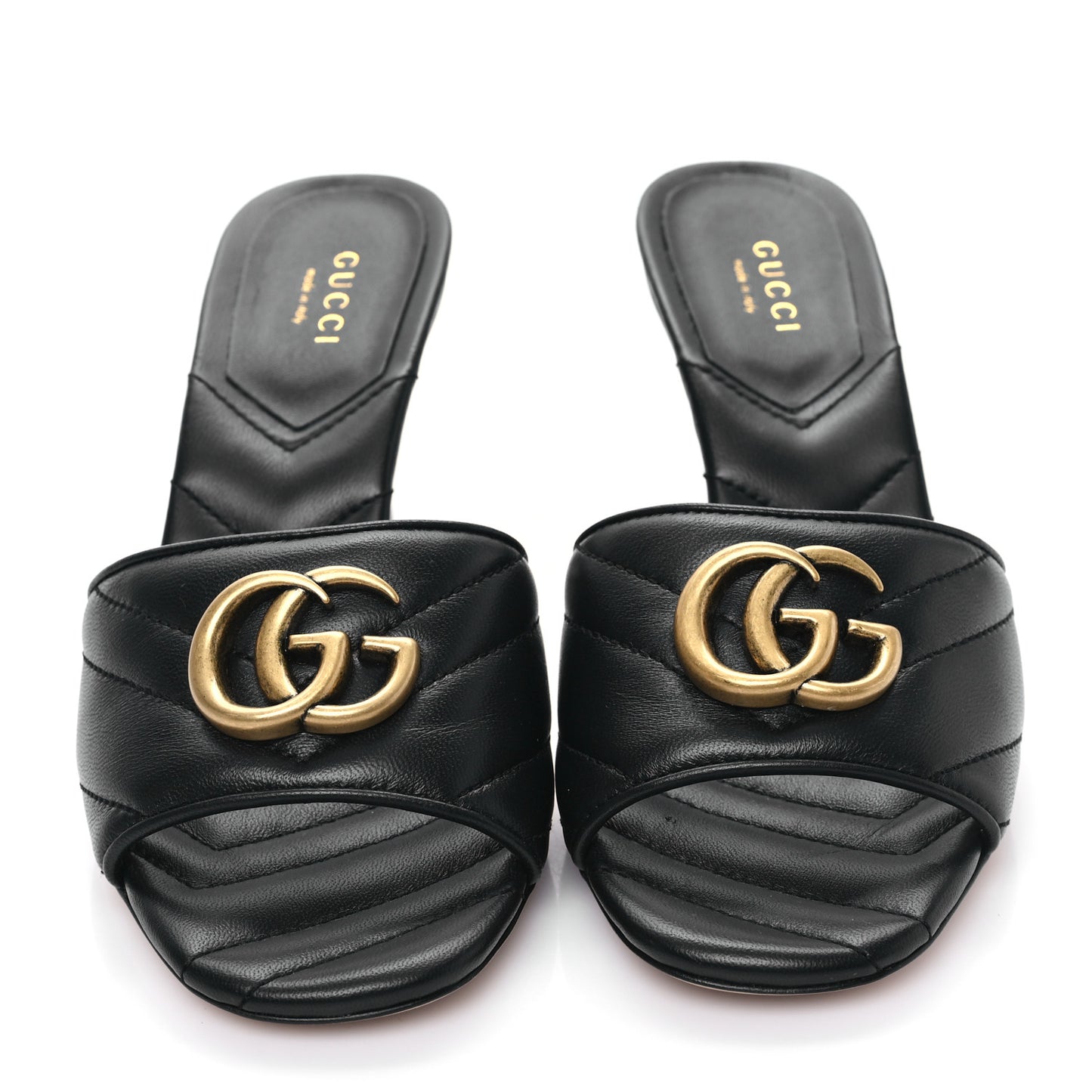 Nappa Matelasse GG Marmont 75mm Slide Sandals 36 Black