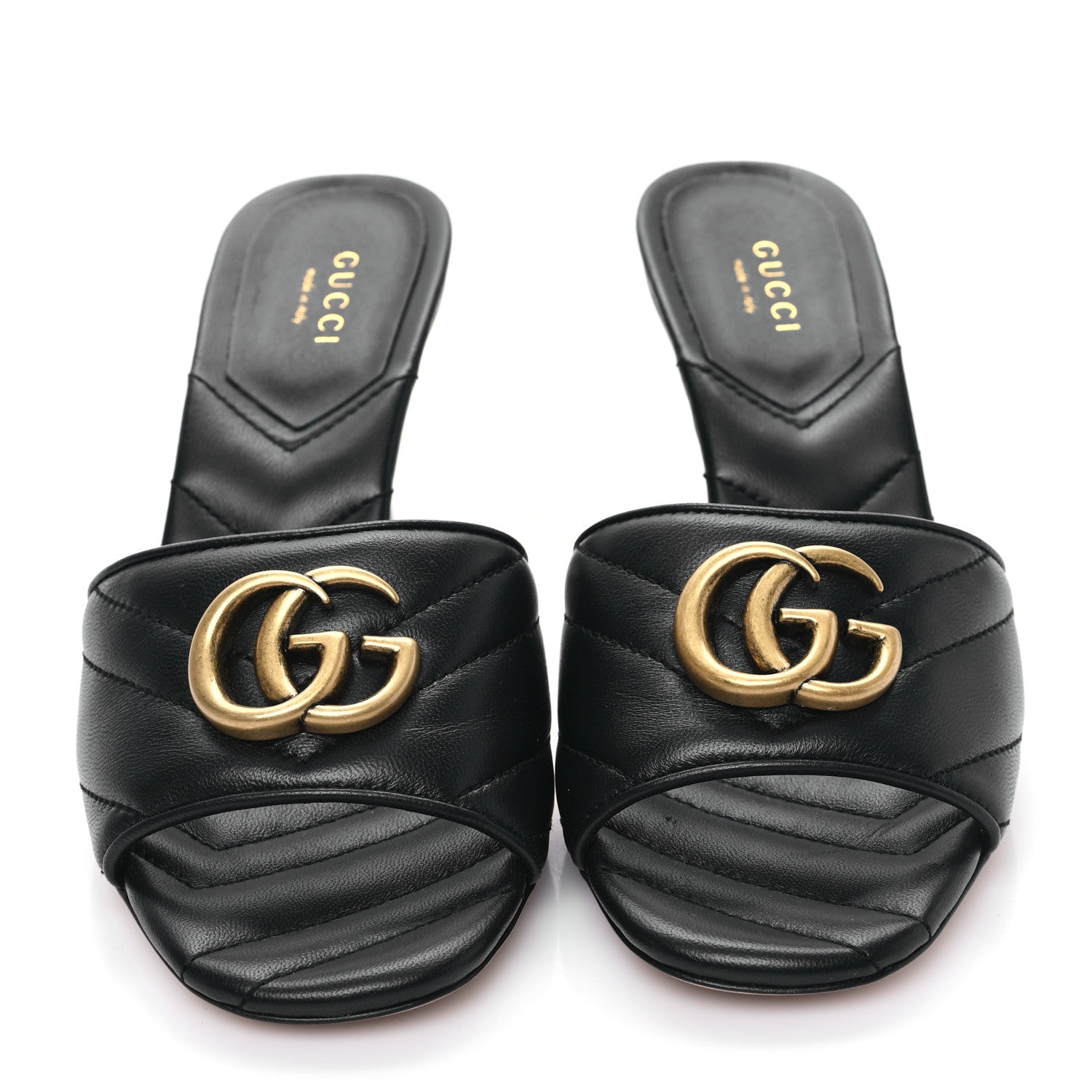Gucci Nappa Matelasse GG Marmont 75mm Slide Sandals 36 Black 2 of 8