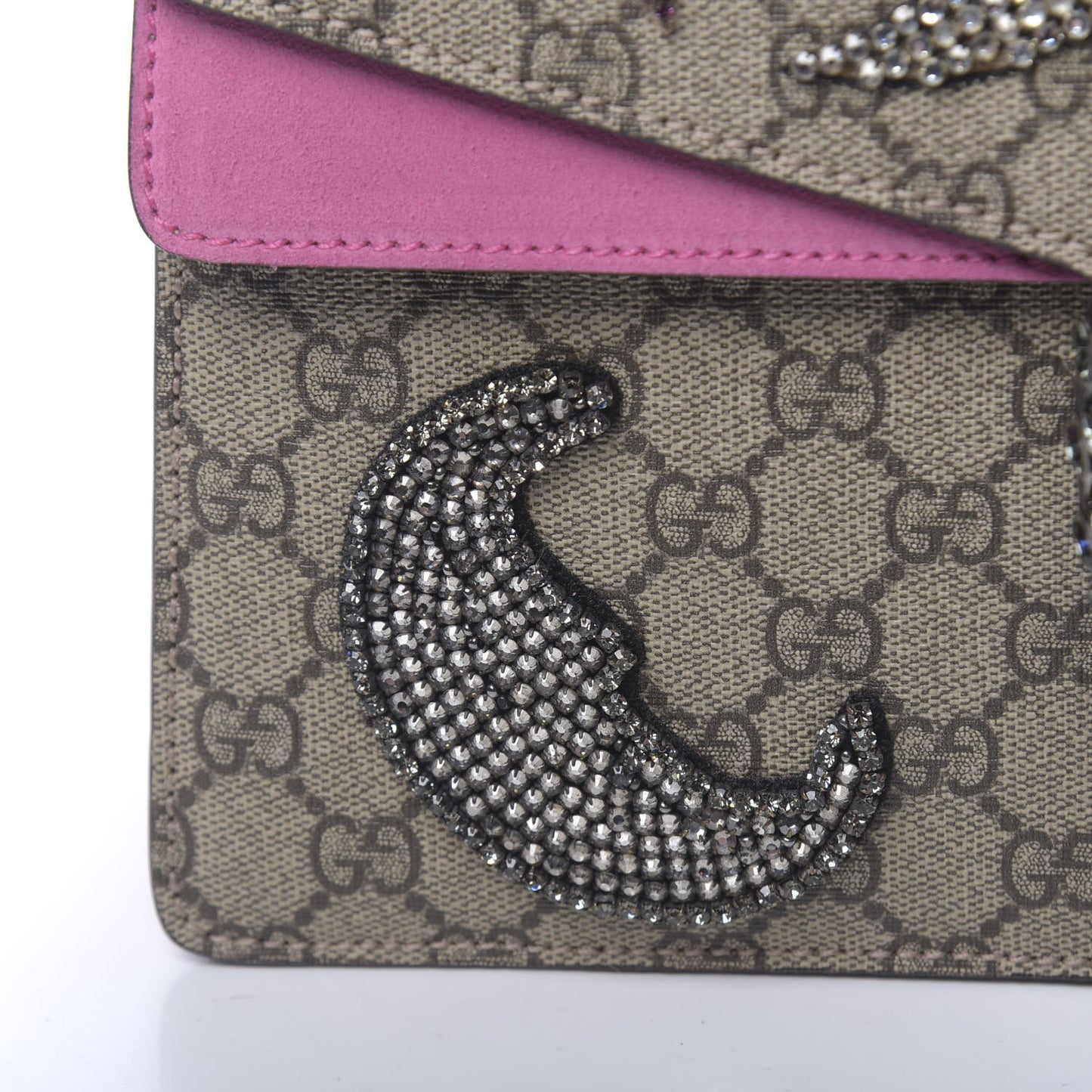 GG Supreme Monogram Suede Pierced Heart Embroidered Medium Dionysus Shoulder Bag Beige Ebony Pink Tropical Flower