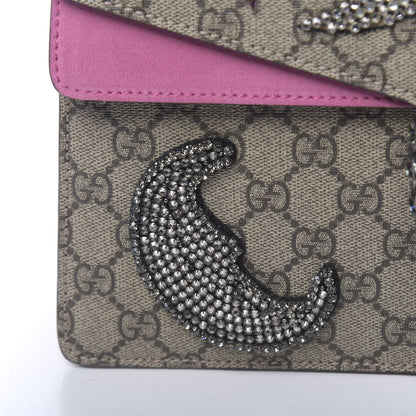 Gucci GG Supreme Monogram Suede Pierced Heart Embroidered Medium Dionysus Shoulder Bag Beige Ebony Pink Tropical Flower 15 of 18