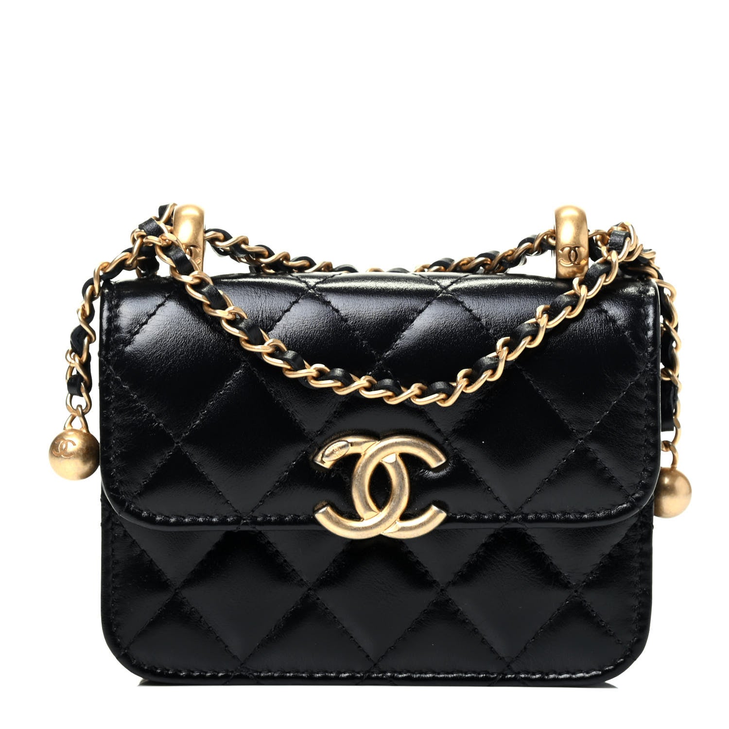 Chanel Calfskin Quilted Perfect Fit Coin Purse With Chain Black 1 of 4