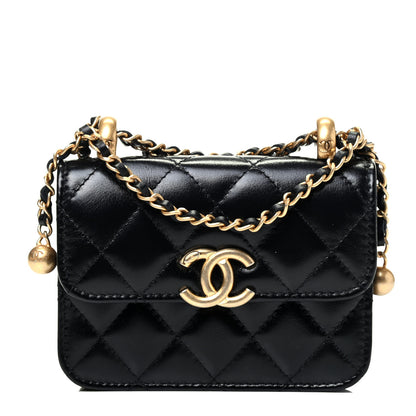 Chanel Calfskin Quilted Perfect Fit Coin Purse With Chain Black 1 of 4