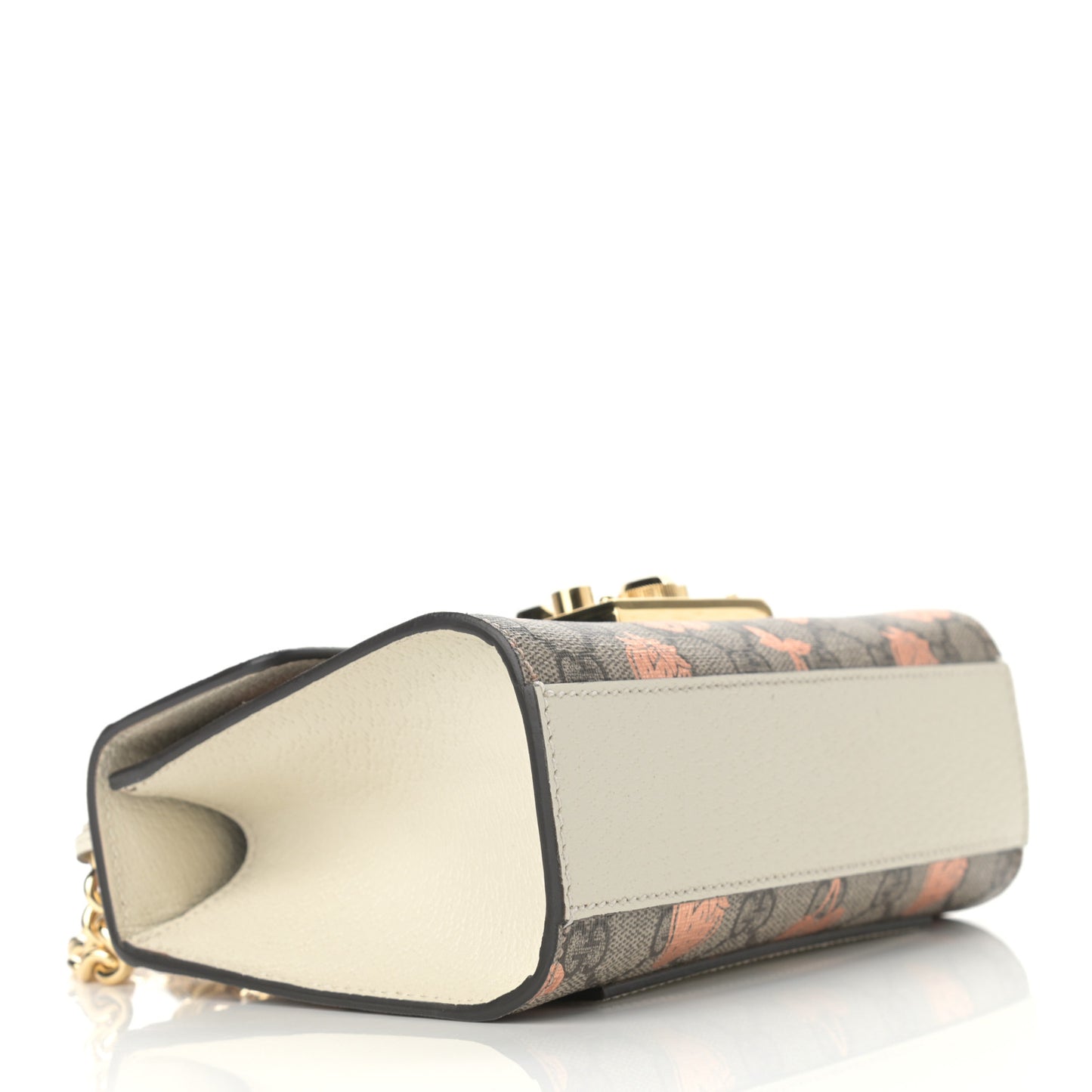 GG Supreme Monogram Berry Textured Dollar Calfskin Small Padlock Shoulder Bag Beige Ebony Light Copper Mystic White
