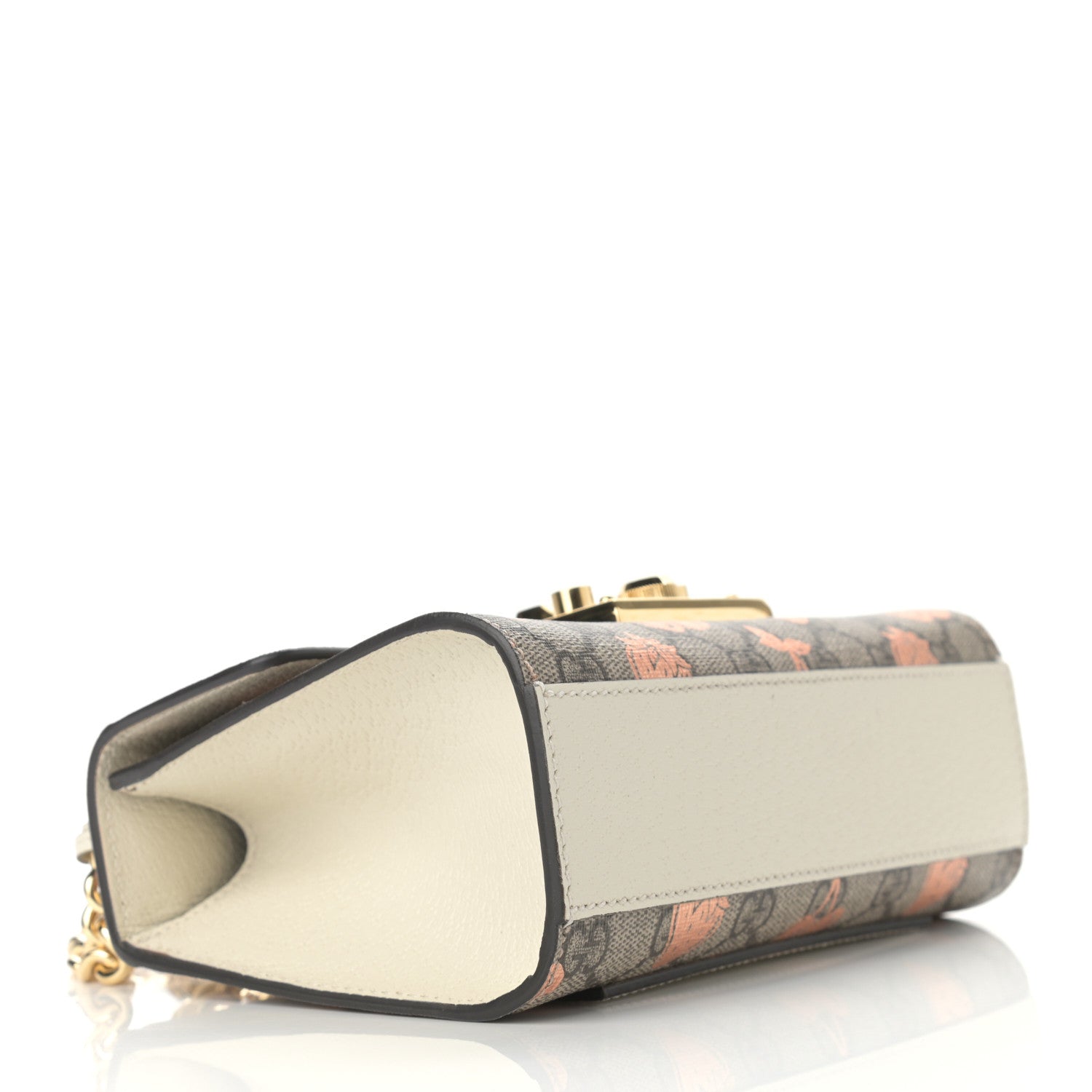 Gucci GG Supreme Monogram Berry Textured Dollar Calfskin Small Padlock Shoulder Bag Beige Ebony Light Copper Mystic White 4 of 9