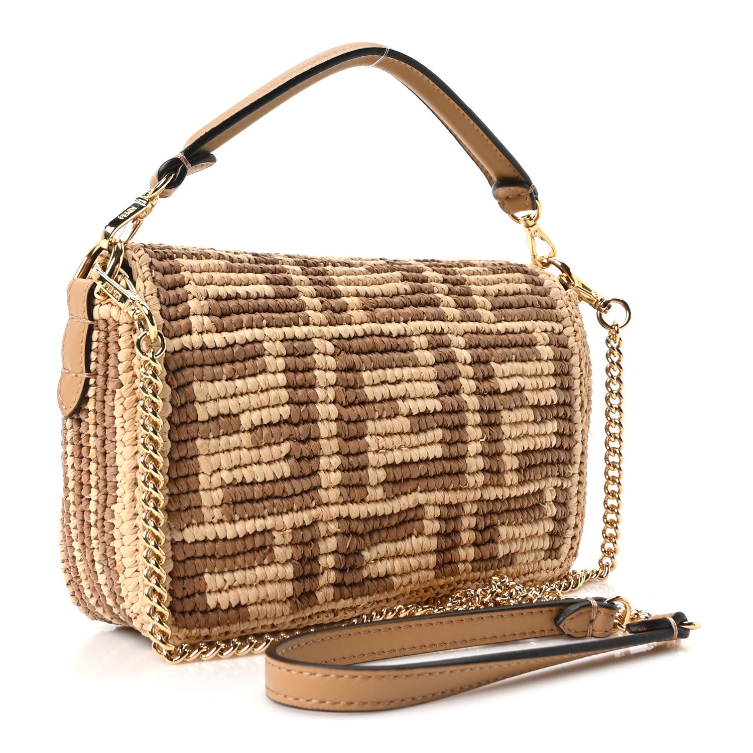 Fendi Raffia FF Mini Baguette Beige 3 of 10