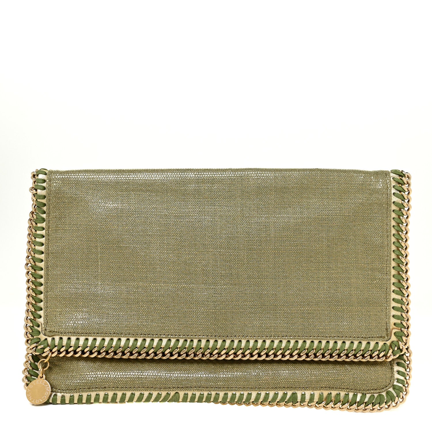 Stella McCartney Metallic Linen Falabella Fold Over Clutch Camouflage 1 of 9