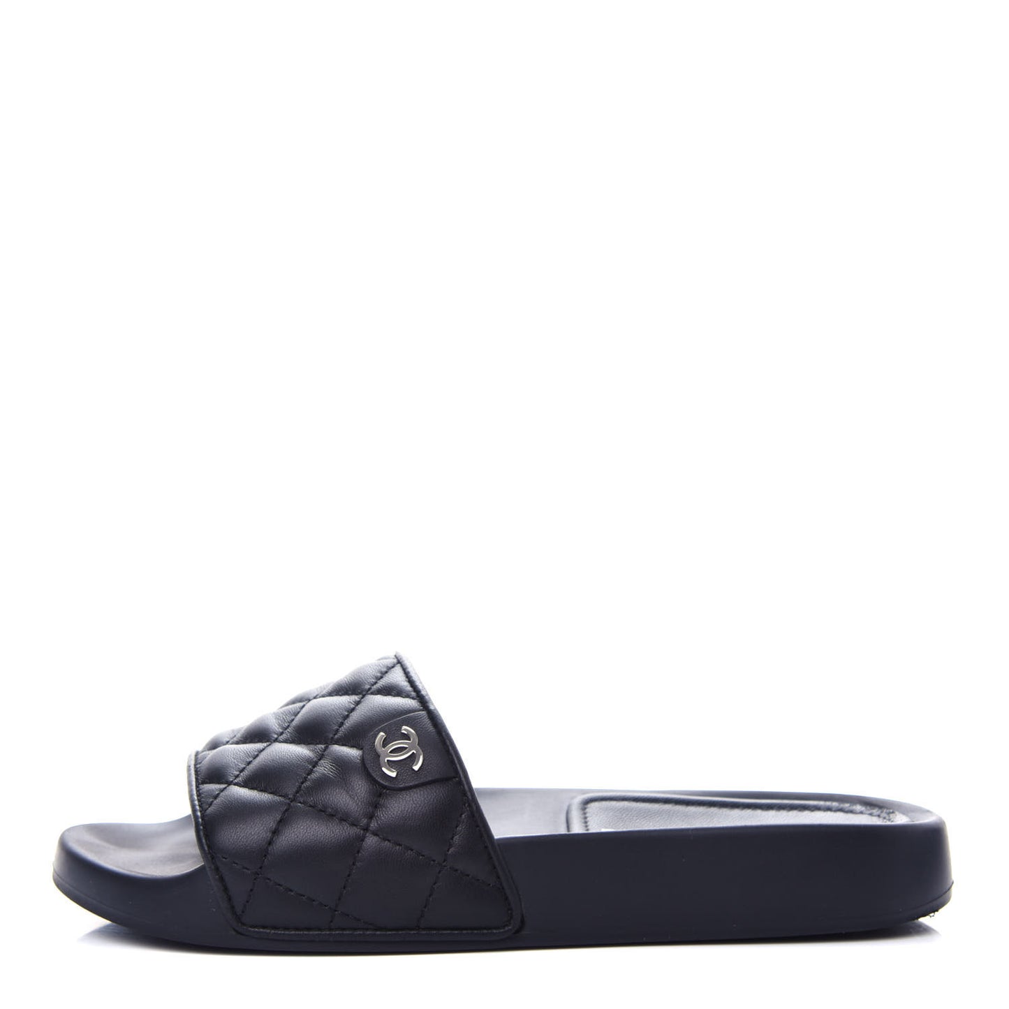 Lambskin Quilted CC Mules Sandals 35 Black