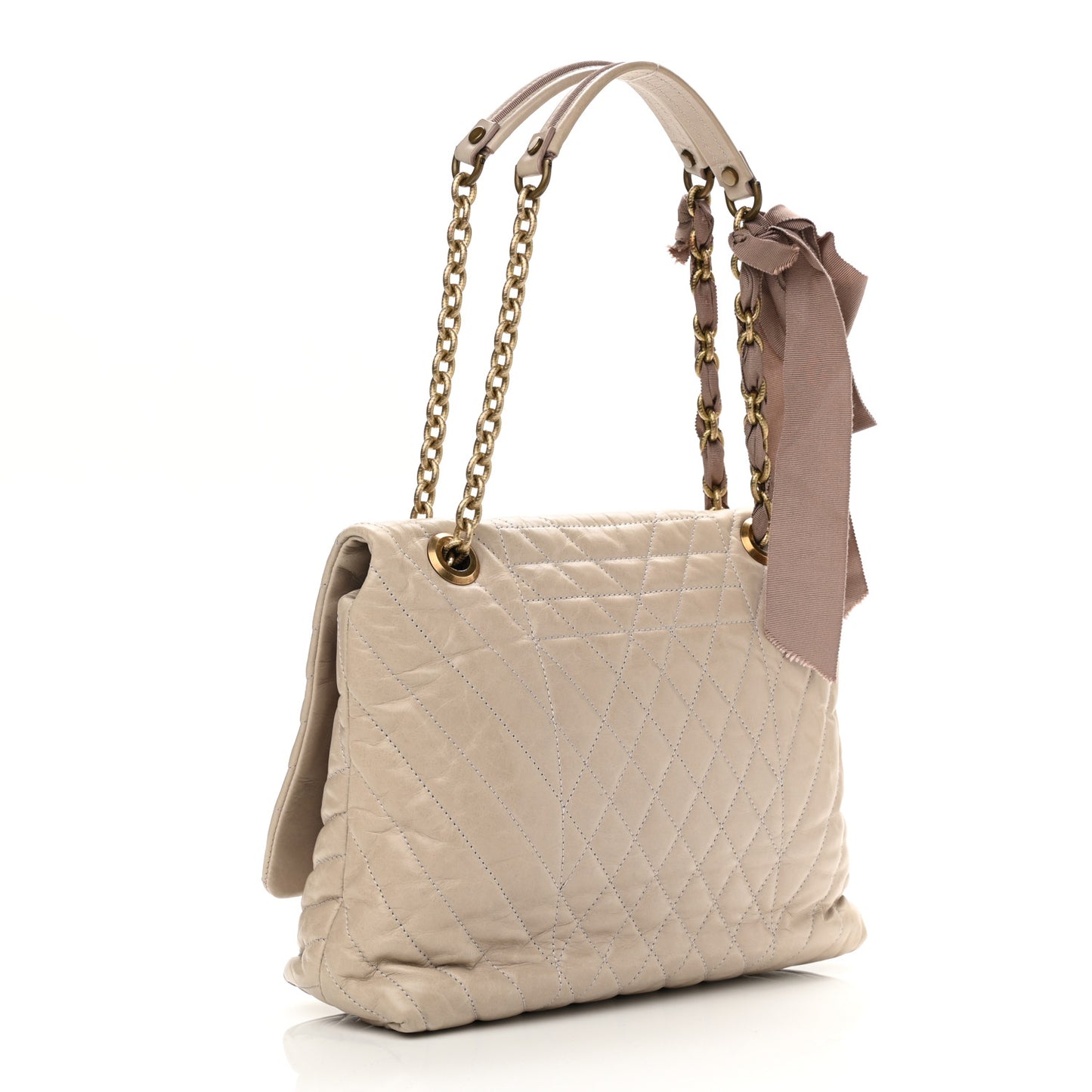 Calfskin Quilted Medium Happy Shoulder Bag Grey