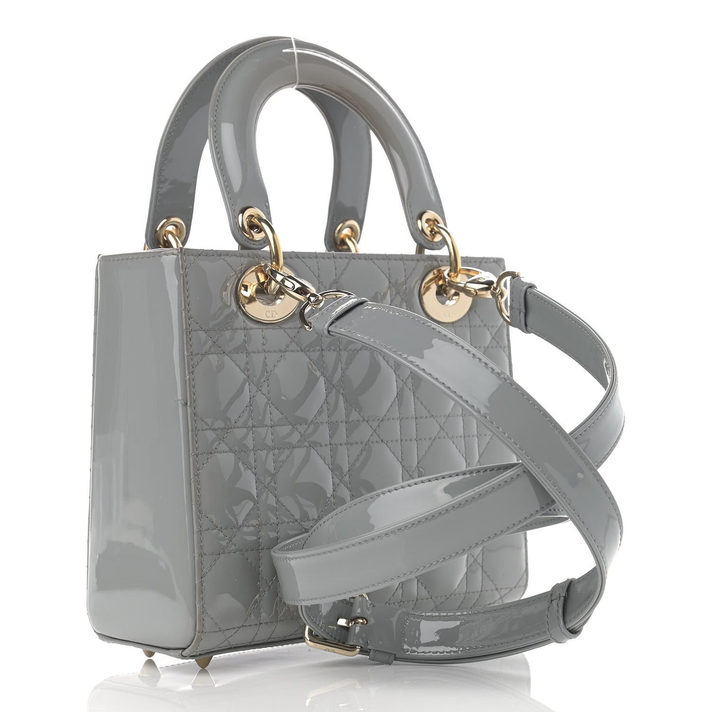 Patent Cannage Small Lady Dior Grey