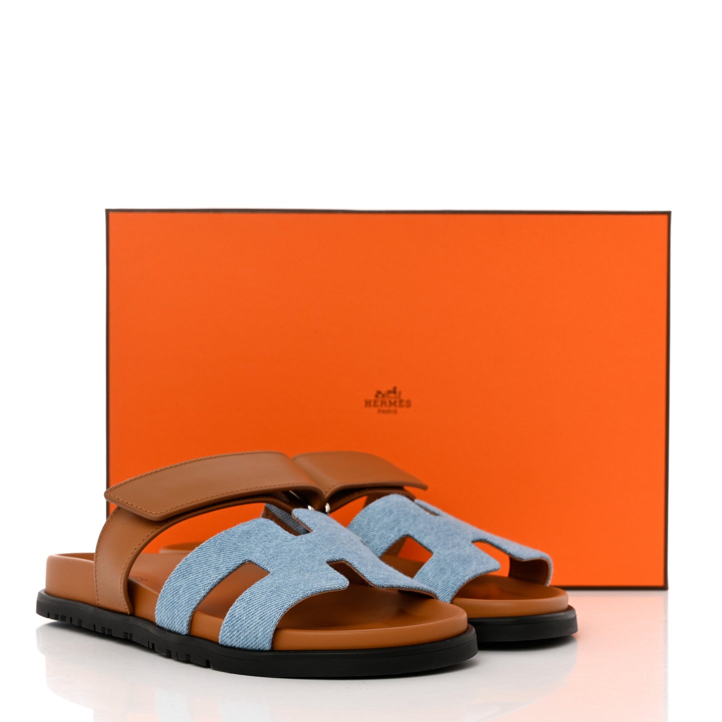 Denim Calfskin Womens Chypre Sandals 36 Bleu Clair Naturel