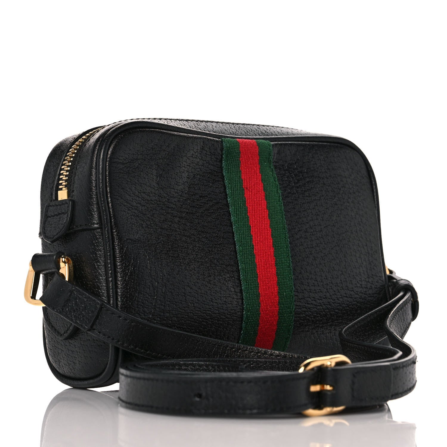 Gucci Calfskin Web Mini Ophidia Shoulder Bag Black 3 of 11