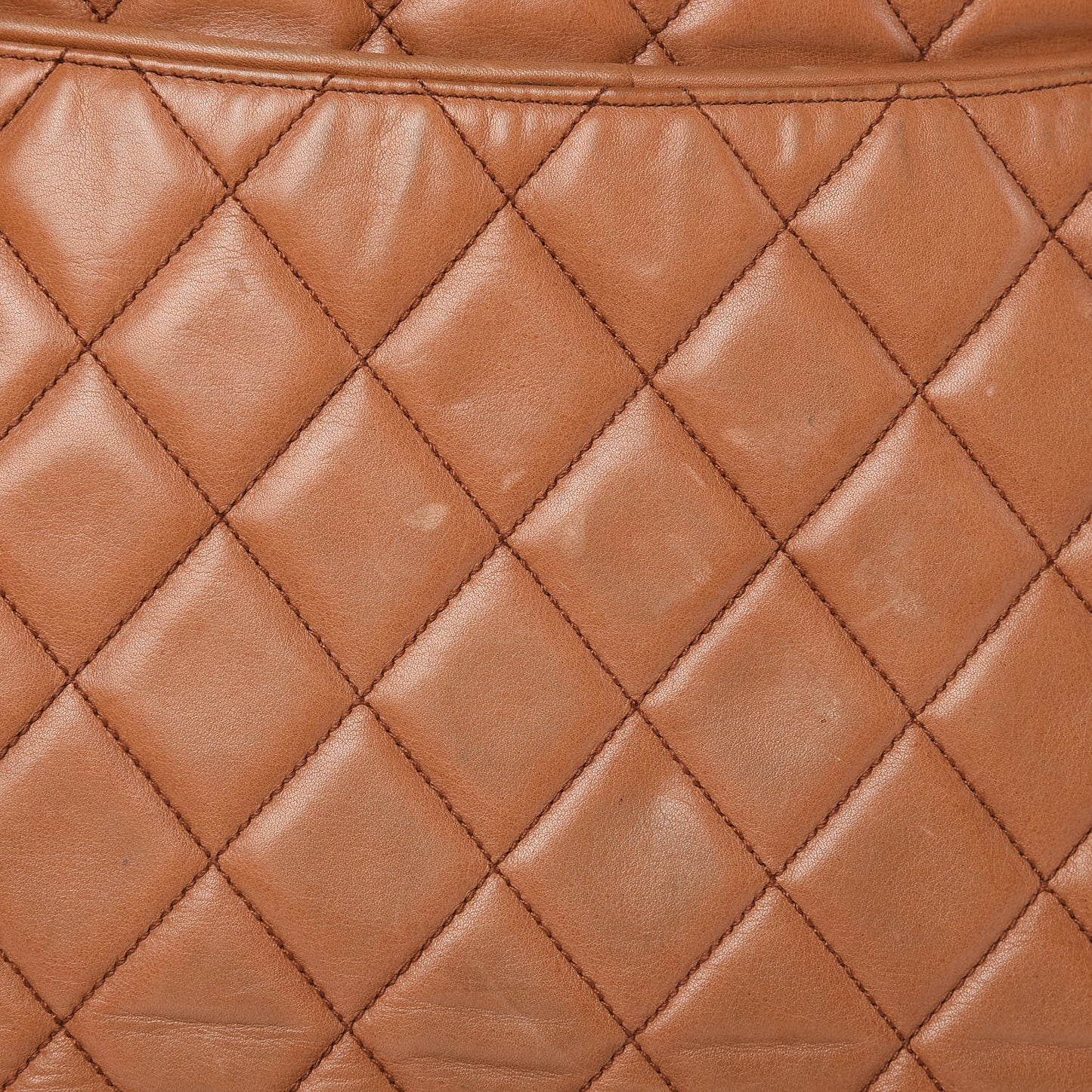 Lambskin Quilted Shopping Tote Brown