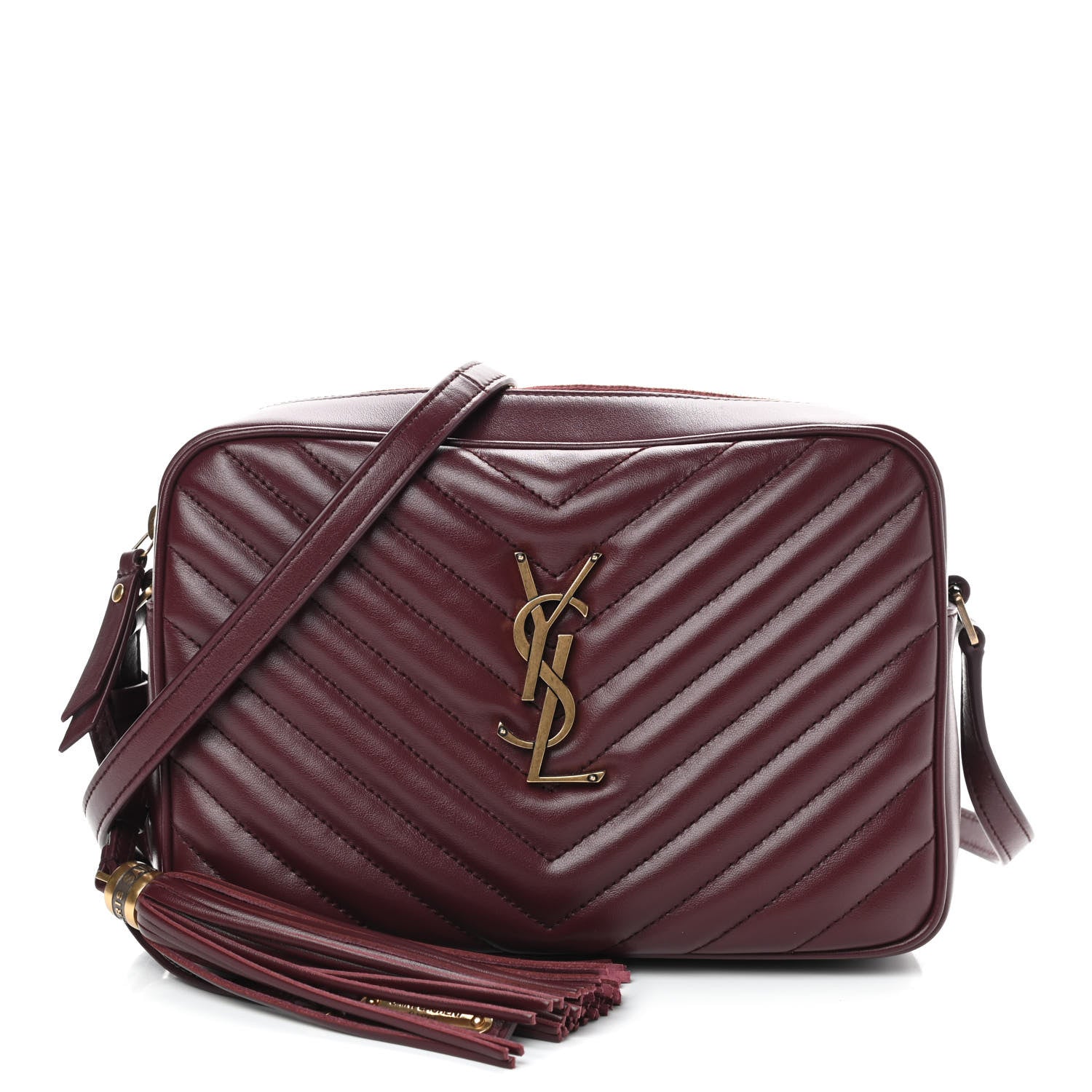 Saint Laurent Calfskin Matelasse Monogram Lou Camera Bag Dark Legion Red 1 of 9