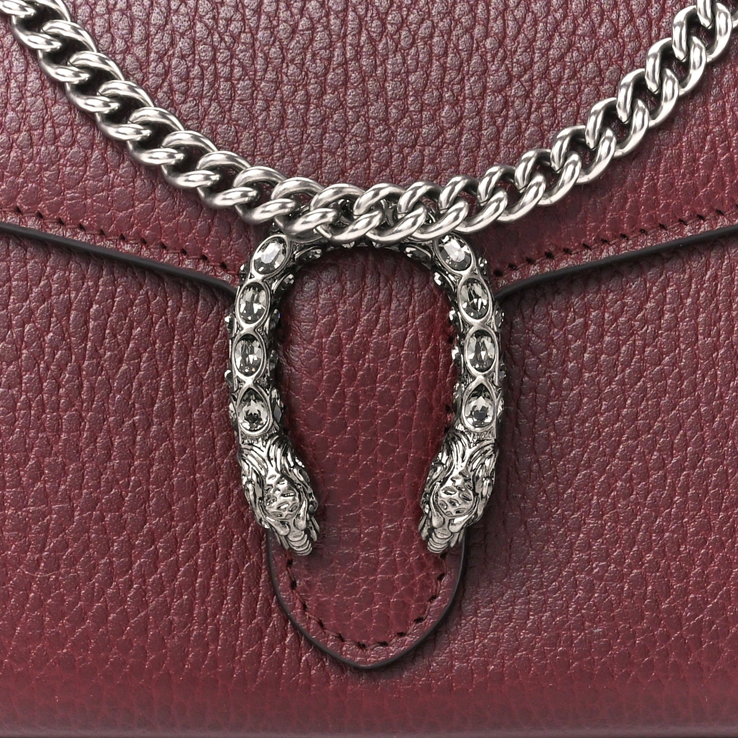 Dollar Calfskin Crystal Mini Dionysus Chain Wallet Vintage Bordeaux