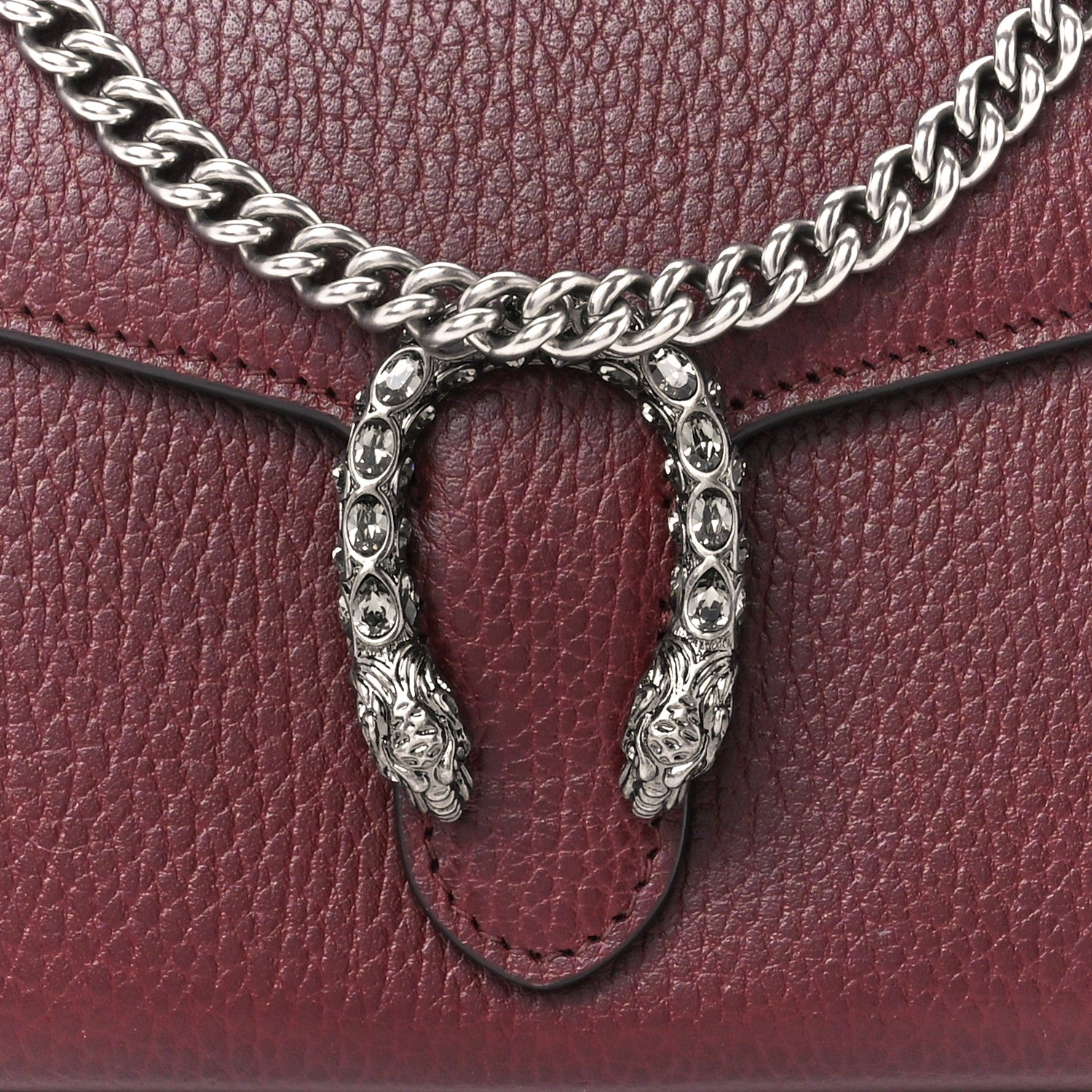 Gucci Dollar Calfskin Crystal Mini Dionysus Chain Wallet Vintage Bordeaux 9 of 11