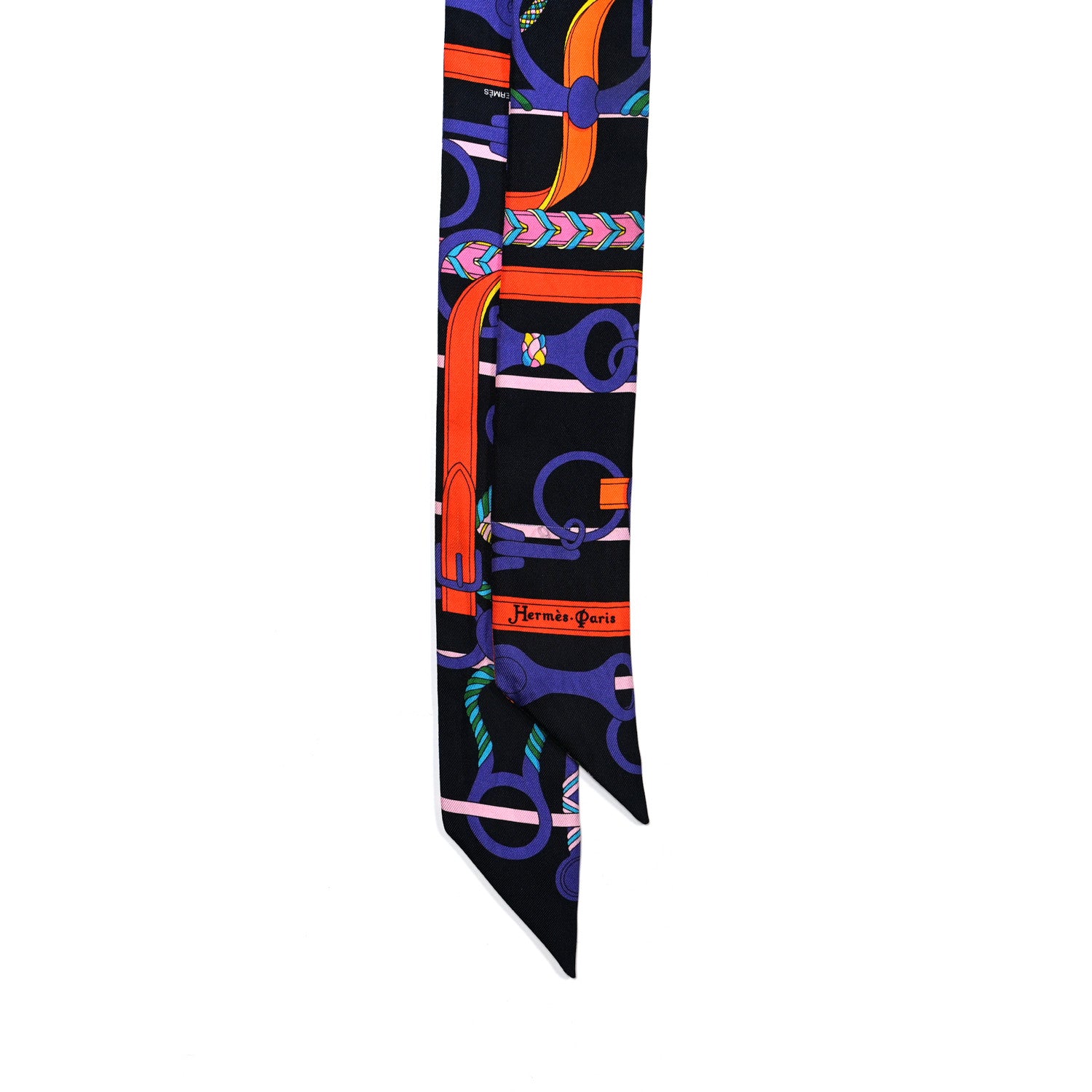 Hermes Silk Panoplie Equestre Twilly Caban Violet Orange 2 of 6