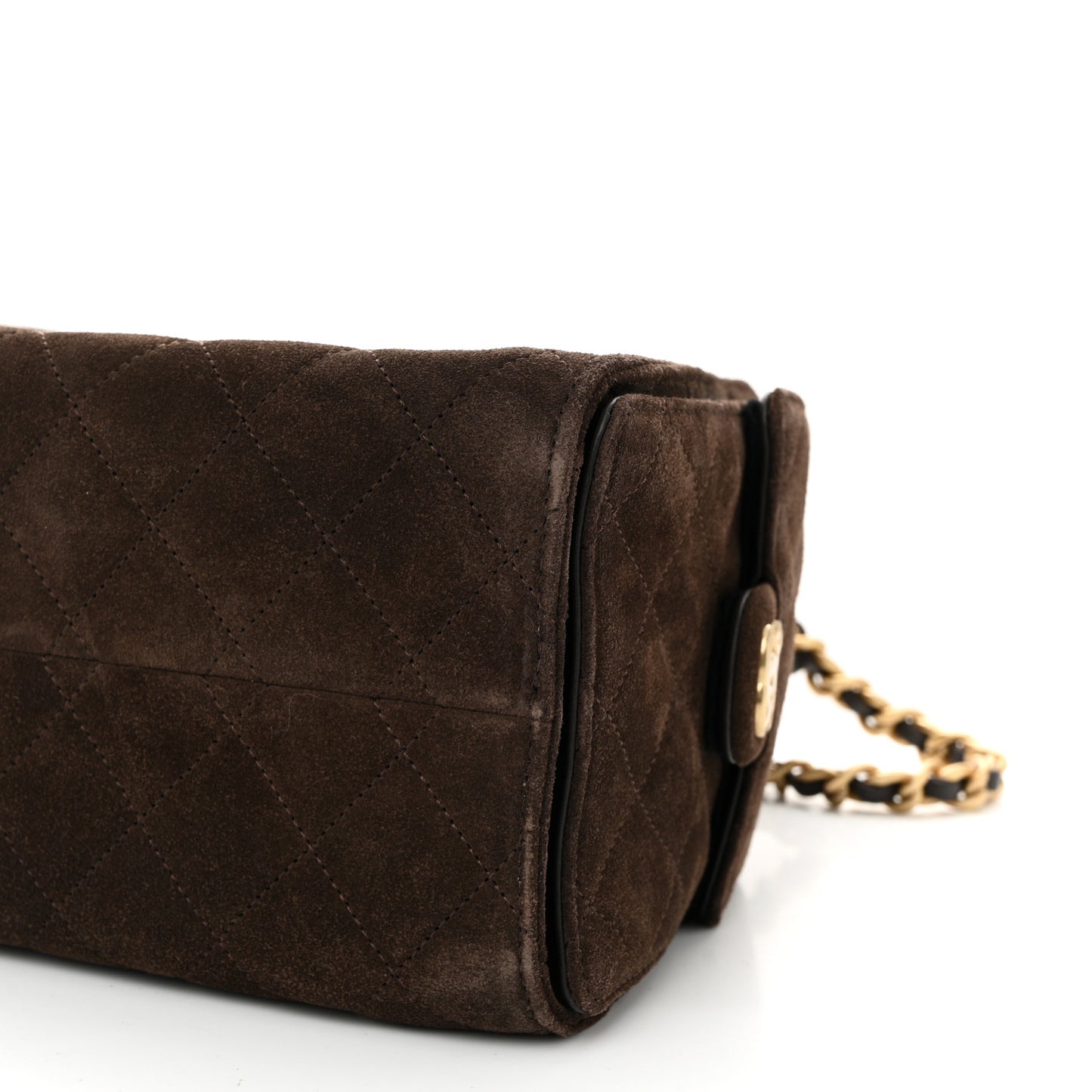 Suede Quilted Small Chanel 25 Handbag Dark Brown