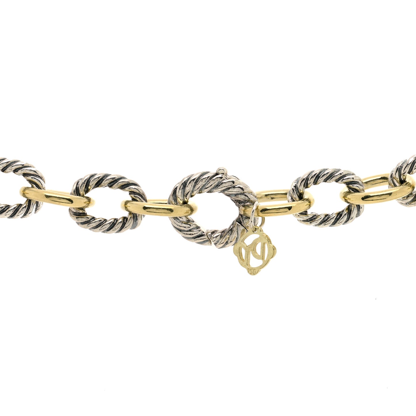 Sterling Silver 18K Yellow Gold 10mm Medium Oval Link Necklace