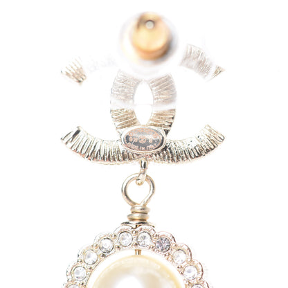 Chanel Crystal Pearl CC Lace Camellia Earrings Gold 3 of 5