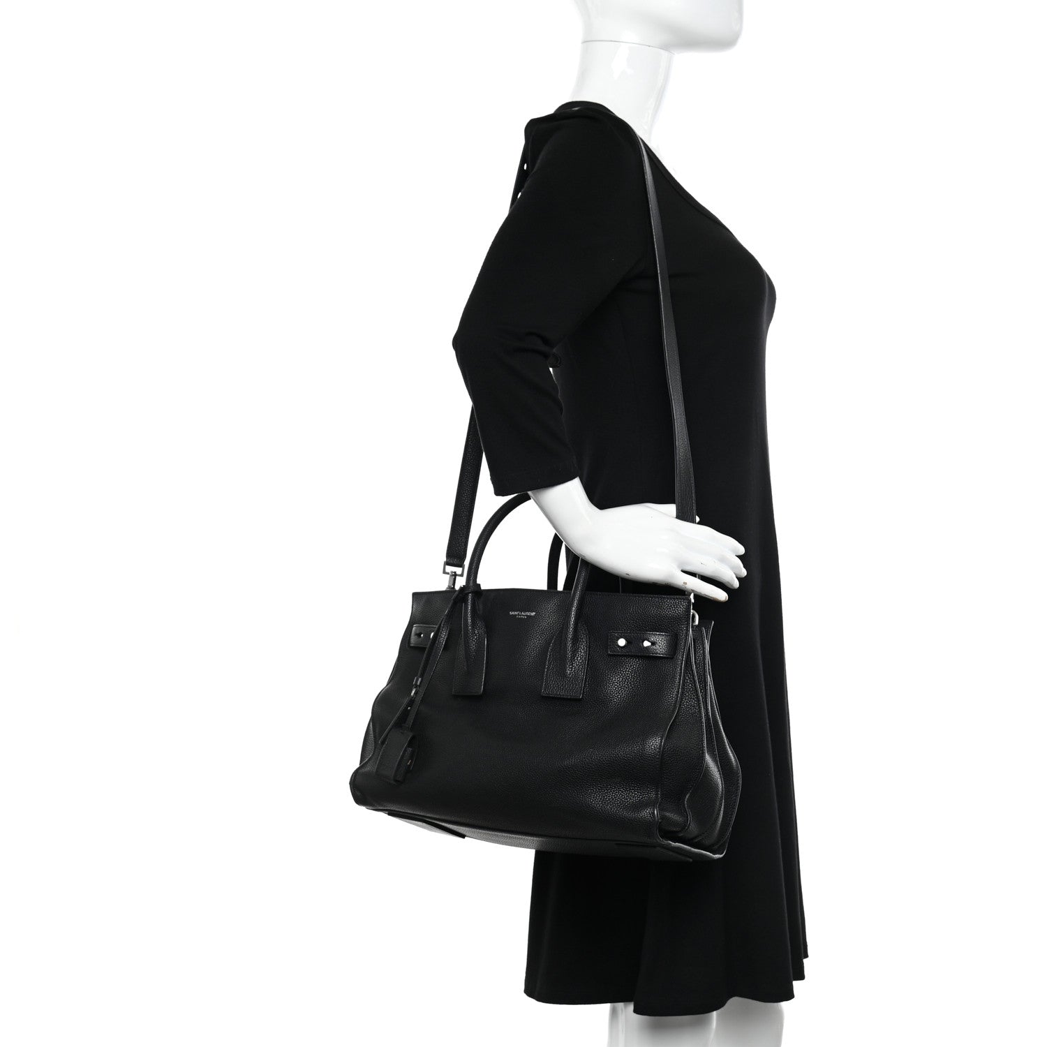 Saint Laurent Grained Calfskin Small Supple Sac De Jour Black 2 of 16