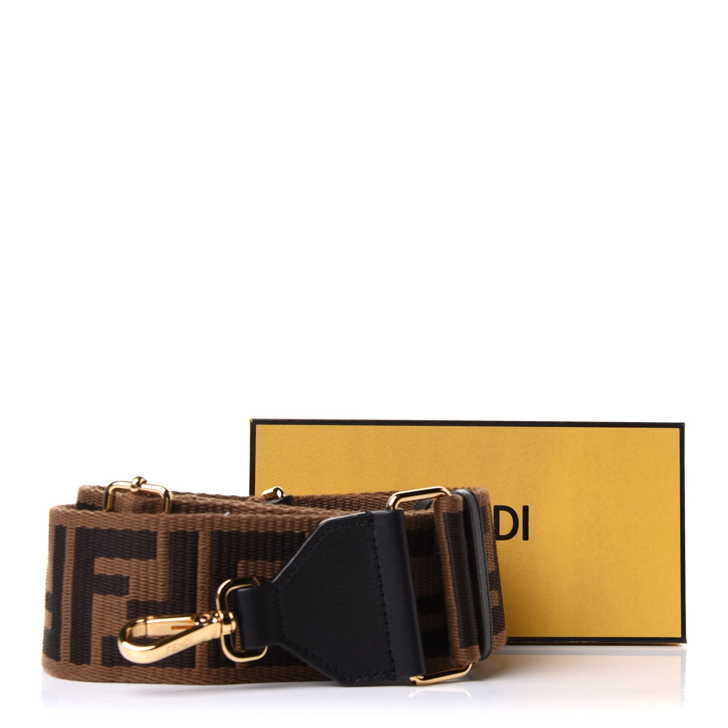 Ribbon Vitello Seta FF 1974 Adjustable Strap You Fango Marrone Black