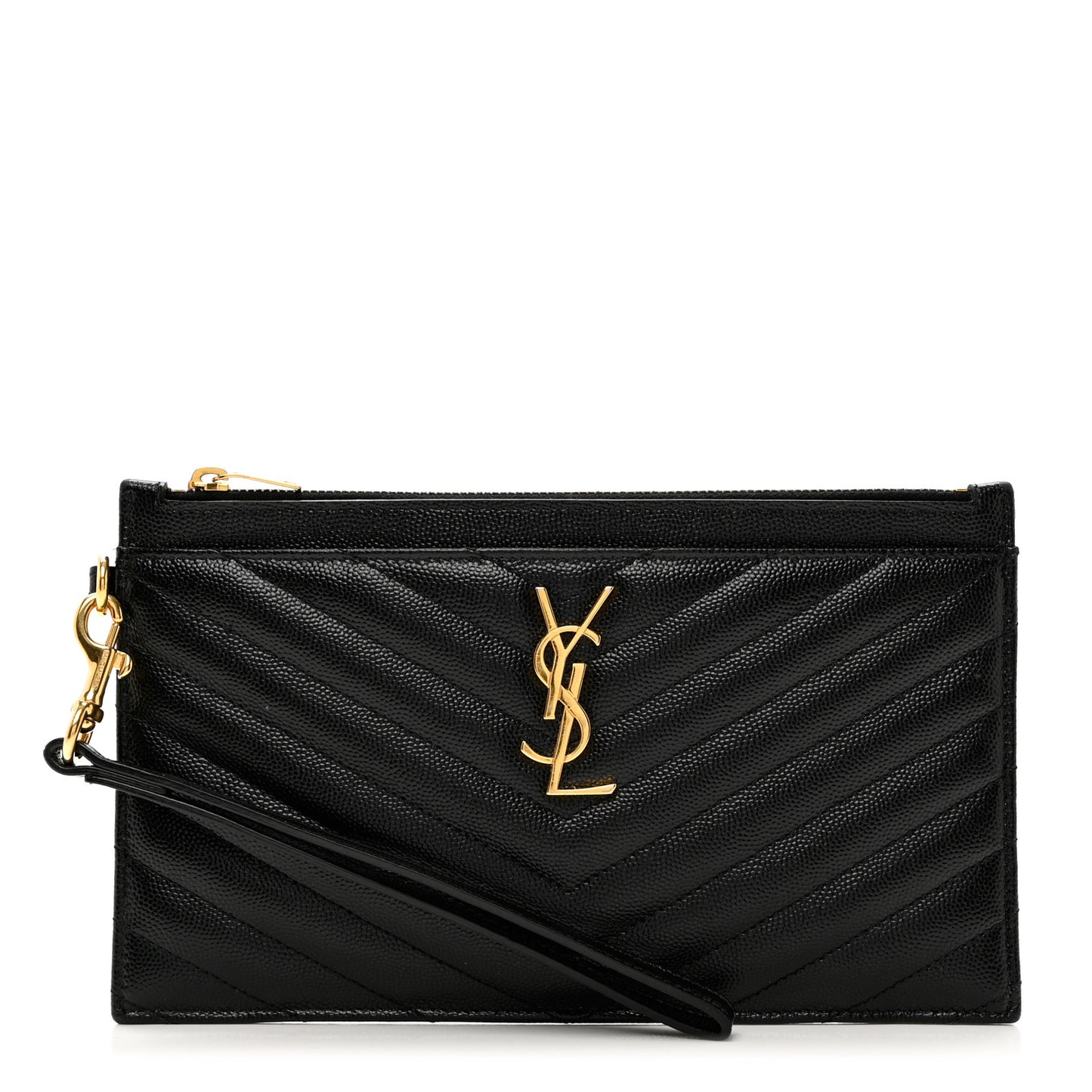 Grain De Poudre Chevron Monogram Large Bill Pouch Black