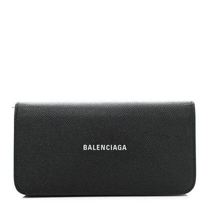 Balenciaga Grained Calfskin Logo Cash Thin Money Wallet Black White 1 of 10