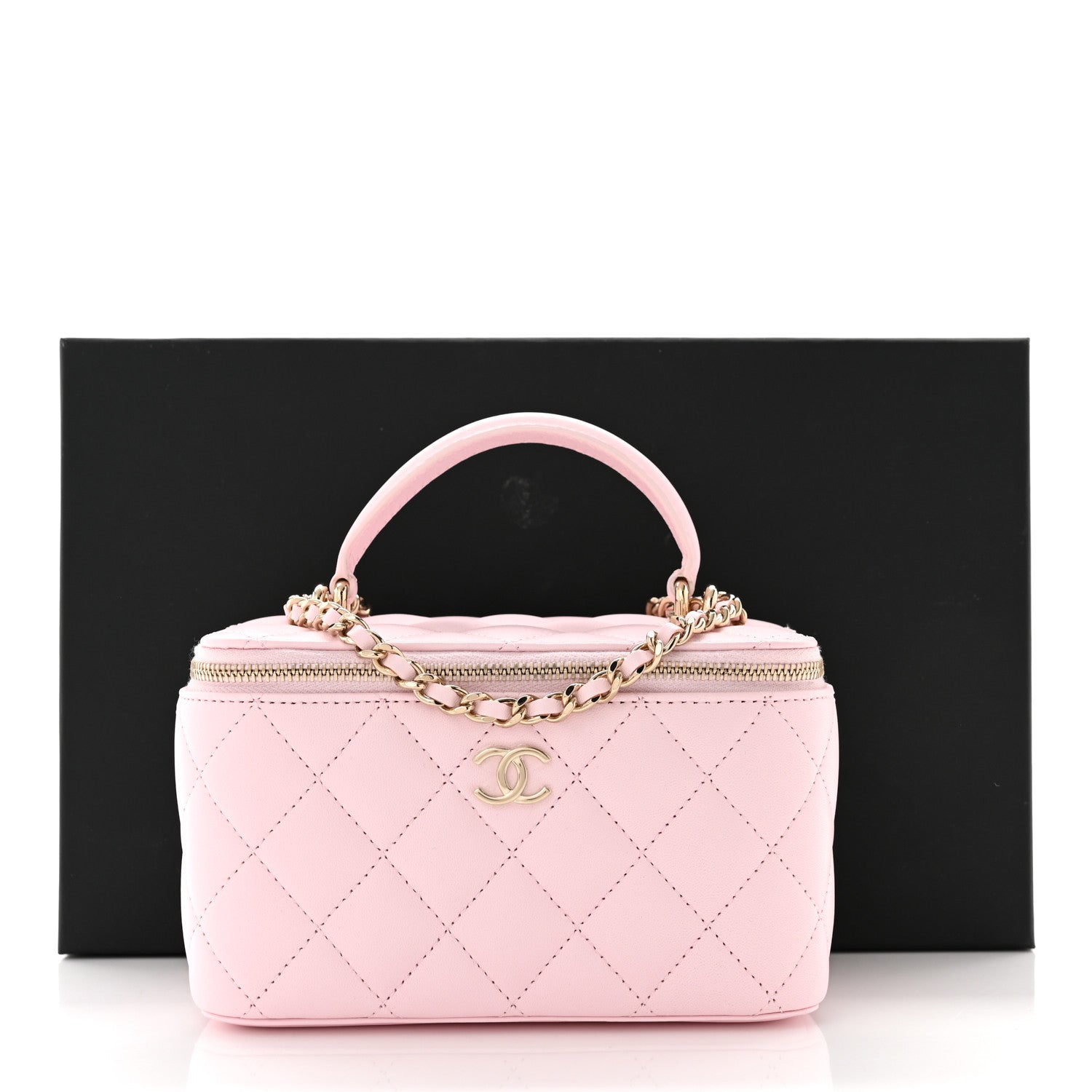Chanel Lambskin Quilted Small Top Handle Vanity Case With Chain Light Pink 10 of 10
