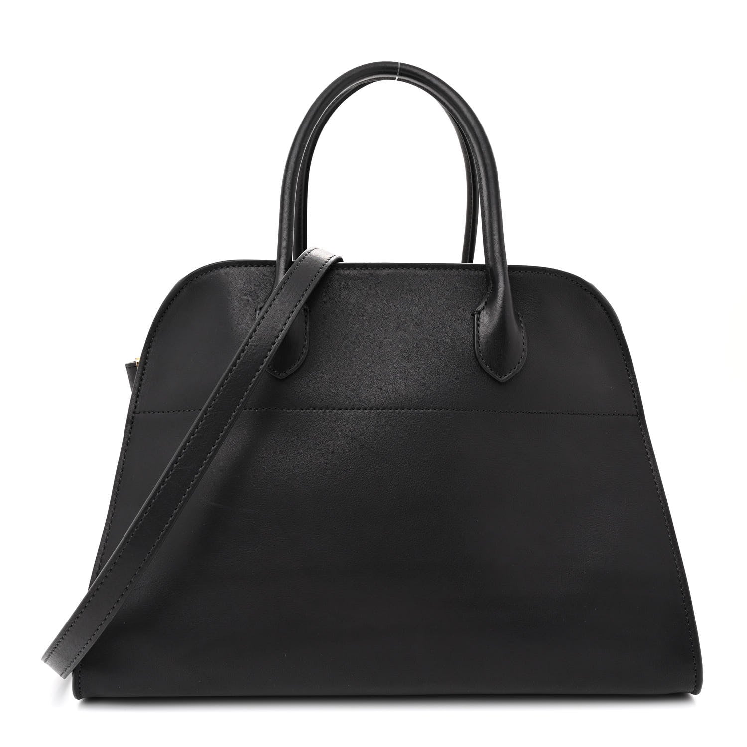 The Row Polished Saddle Calfskin Soft Margaux 12 Black 1 of 10
