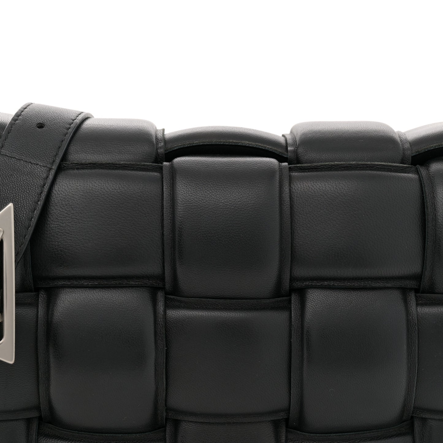 Nappa Maxi Intreccio Padded Cassette Crossbody Bag Black