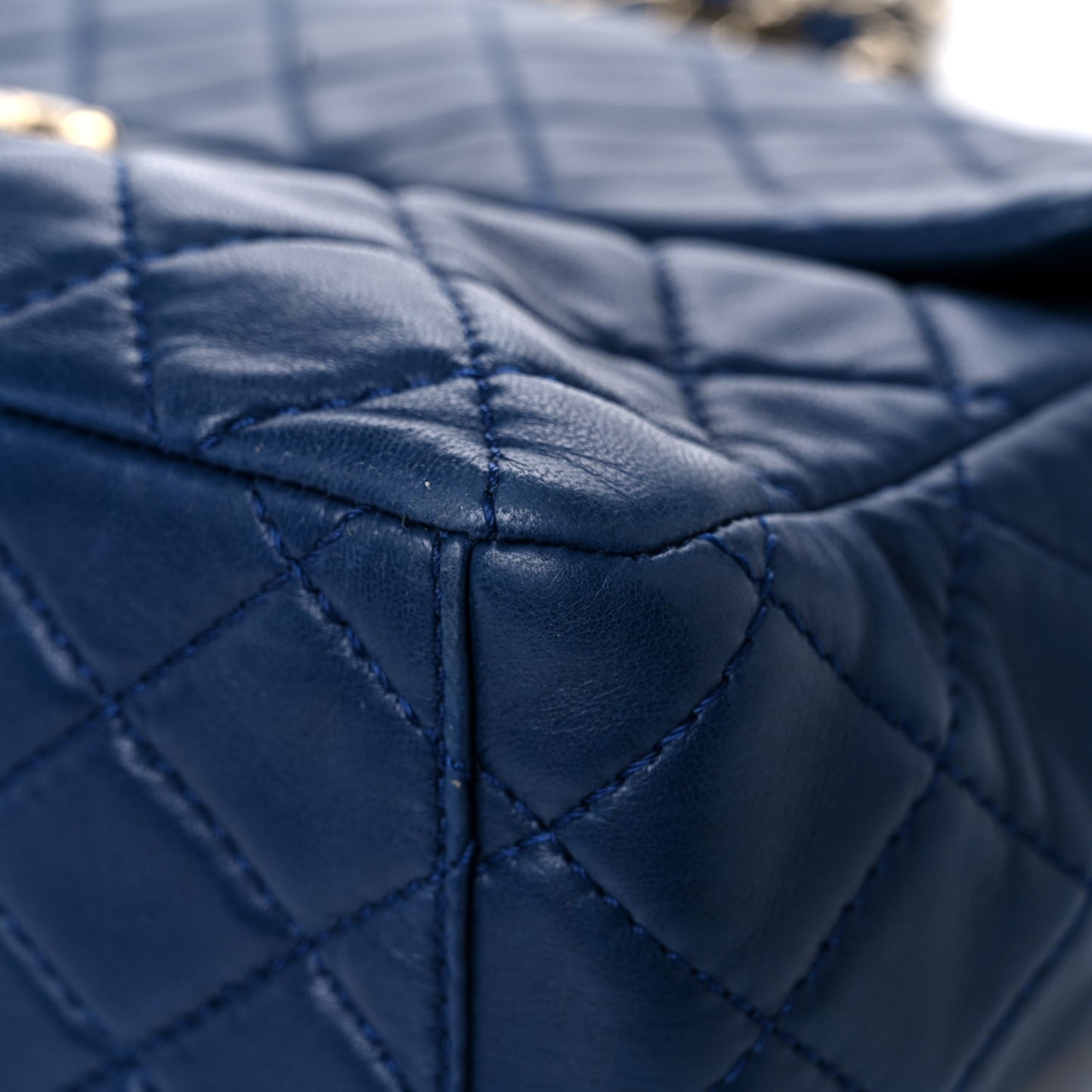 Lambskin Quilted XL Jumbo Single Flap Blue