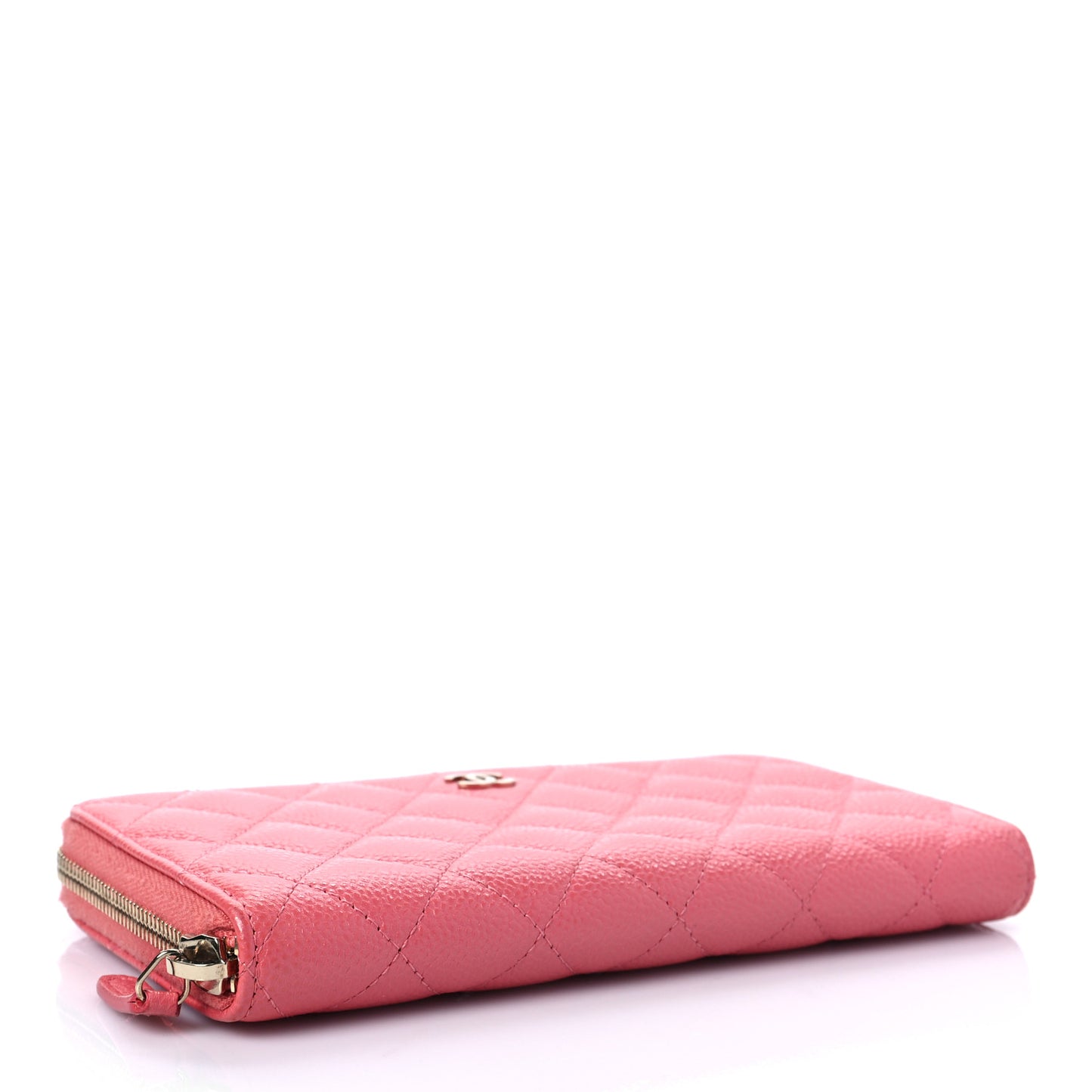 Caviar Quilted Large Gusset Zip Around Wallet Pink