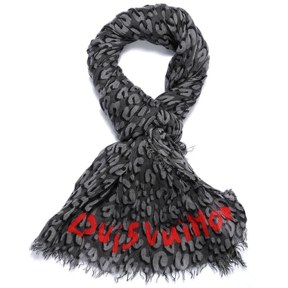 Louis Vuitton Cashmere Silk Leopard Stole Gres 1 of 7