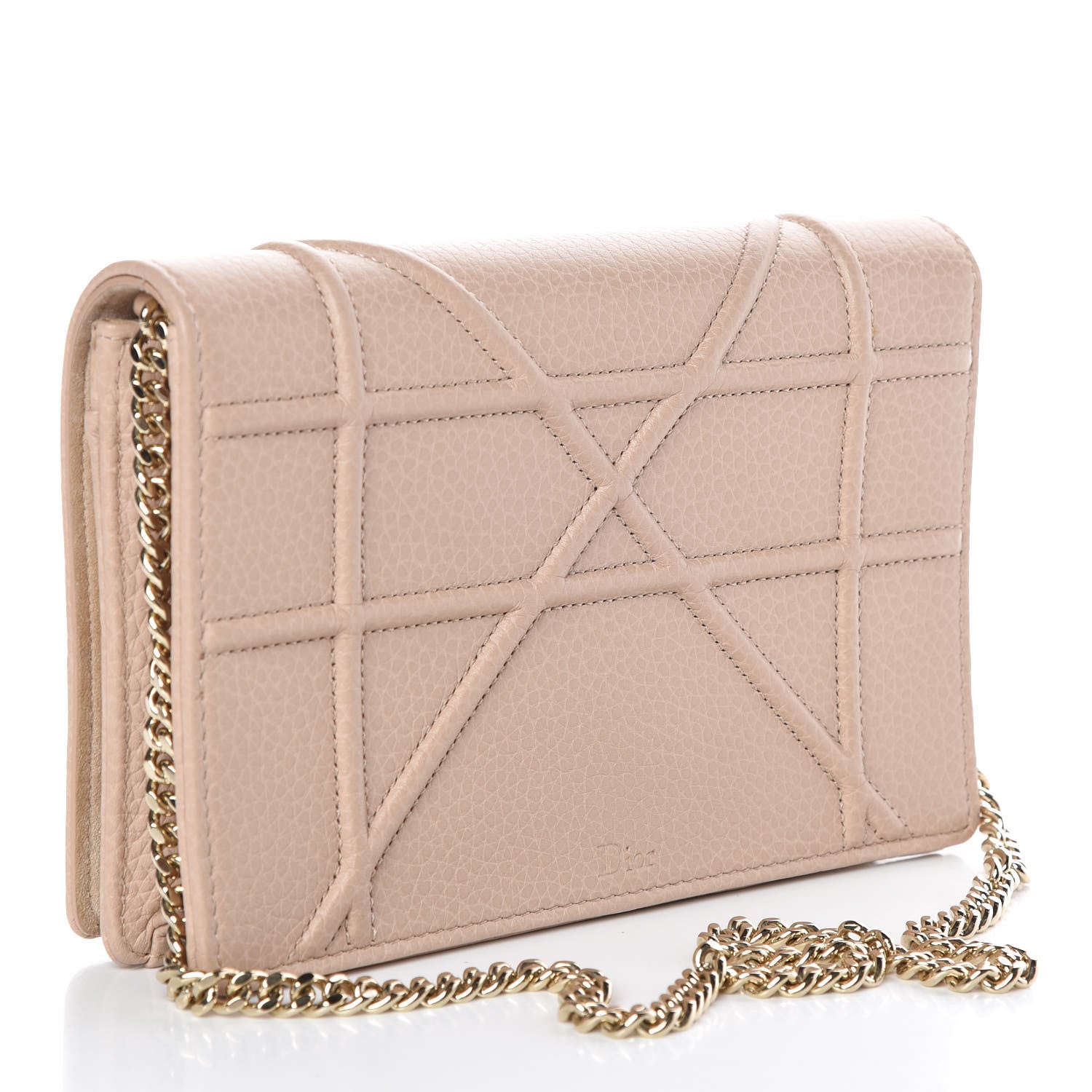 Christian Dior Grained Calfskin Diorama Wallet on Chain Pouch Nude 3 of 7